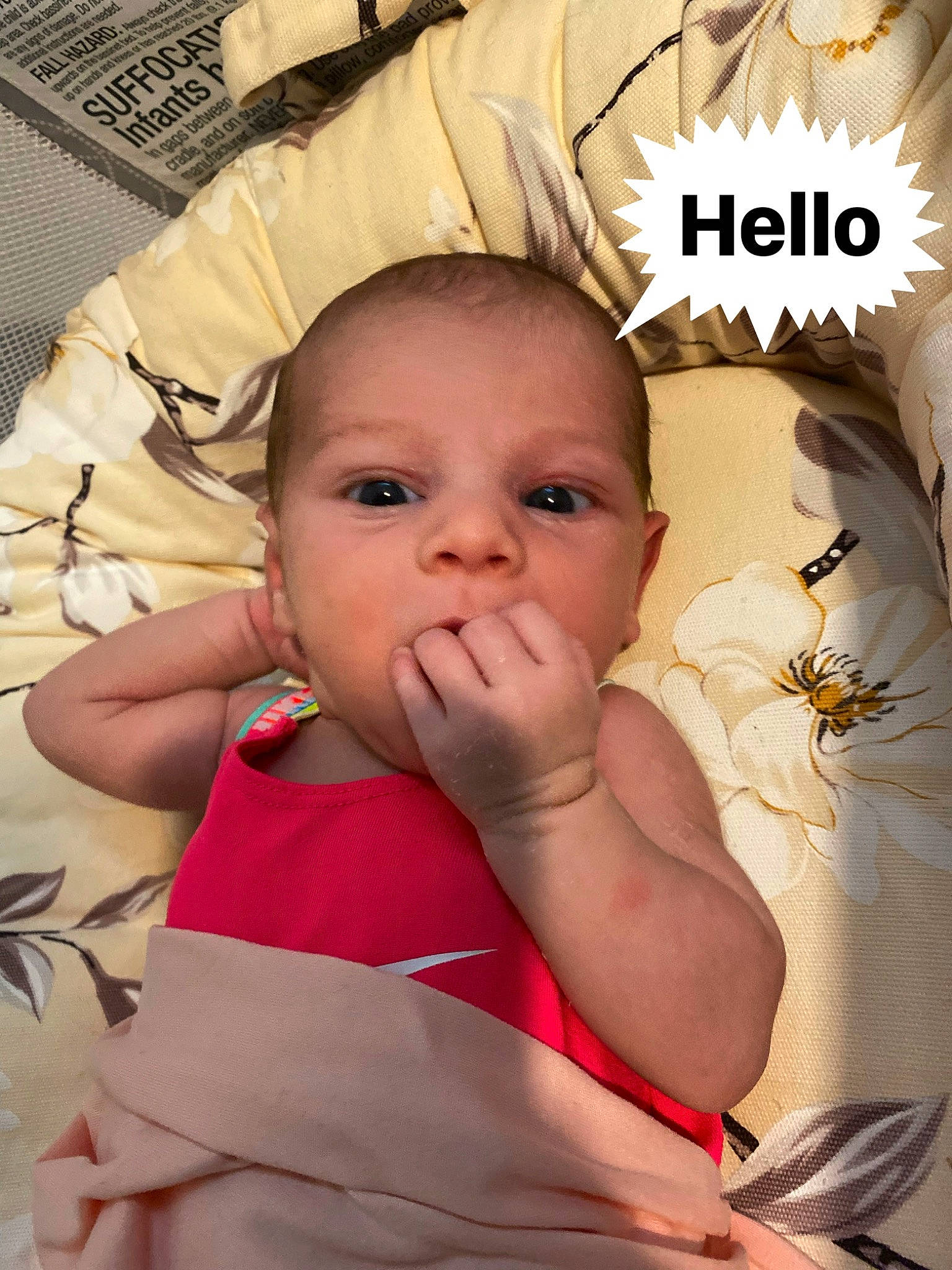 Milagros is registered to the contest to win money with this photo: baby, baby_products, baby_toddler_clothing, cheek, child, comfort, eyelash, finger, fun, gesture, happy, iris, linens, mouth, nose, person, room, skin, sleeve, thumb