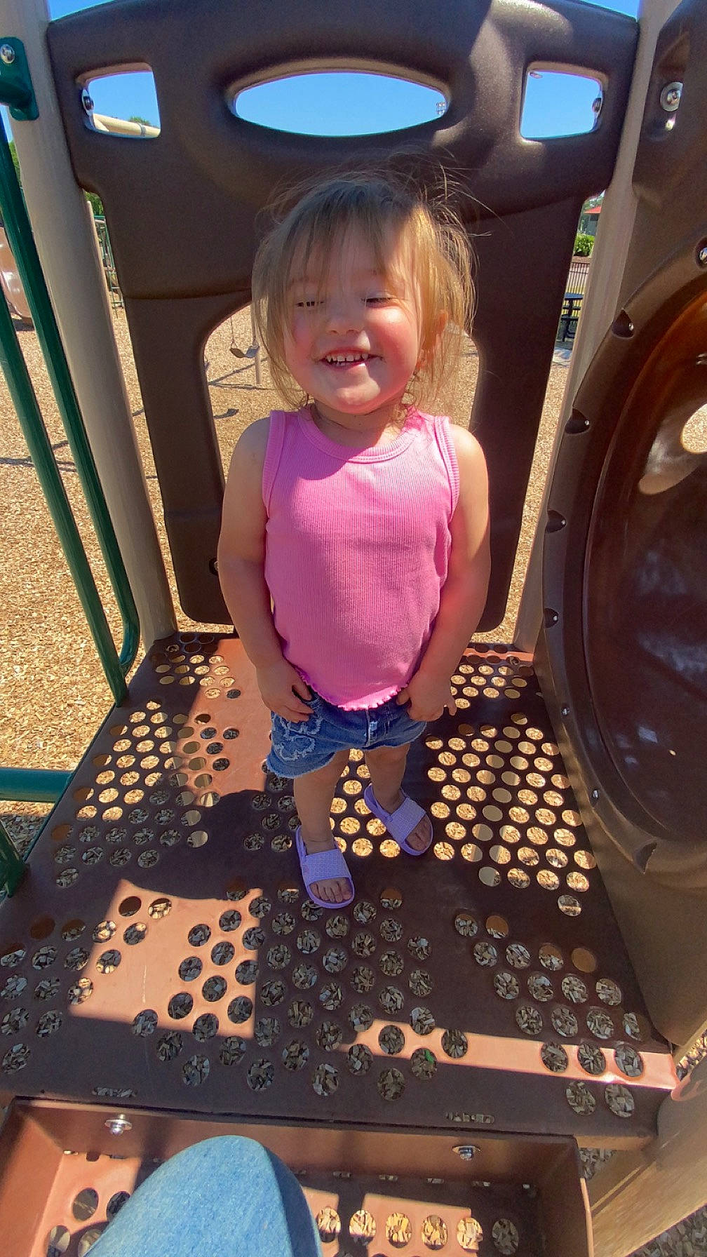 Oaklynn Michelle Mia joined the competition — help win amazing prizes! audio_equipment, automotive_tire, baby_toddler_clothing, child, circle, electric_blue, fun, happy, human_leg, joy, leisure, magenta, pattern, person, pink, play, purple, smile, thumb, toddler