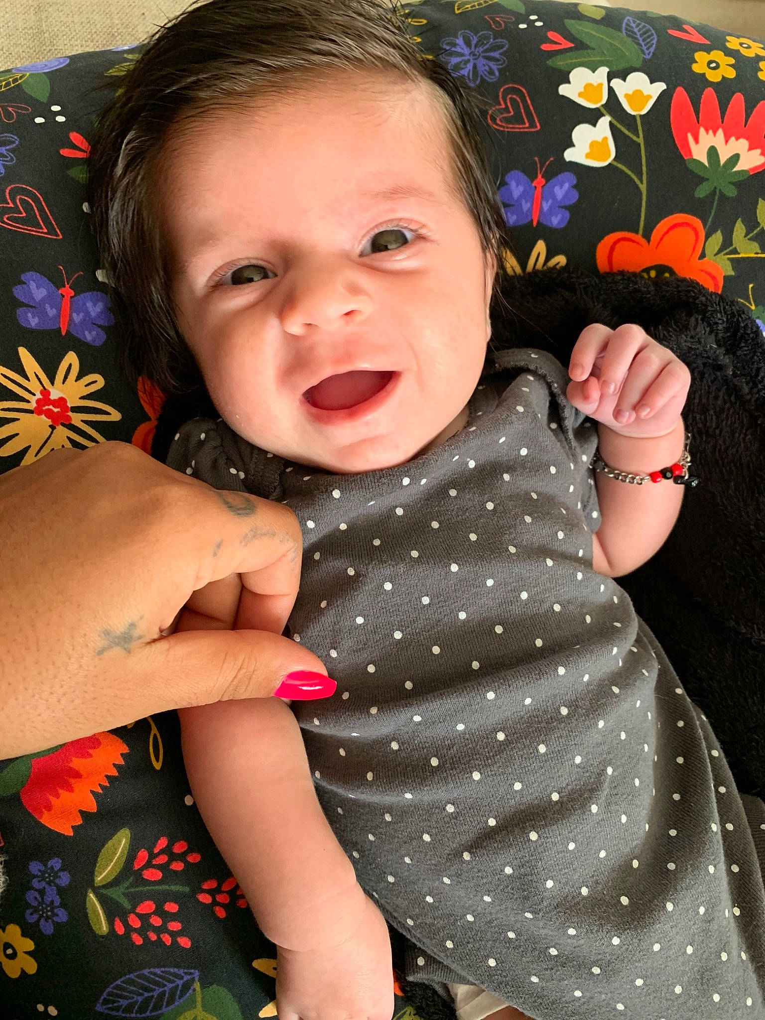 Iliana joined the competition — help win amazing prizes! baby, beauty, brown_hair, cheek, child, face, finger, gesture, hand, head, iris, lip, mouth, nail, nose, pattern, person, play, skin, textile