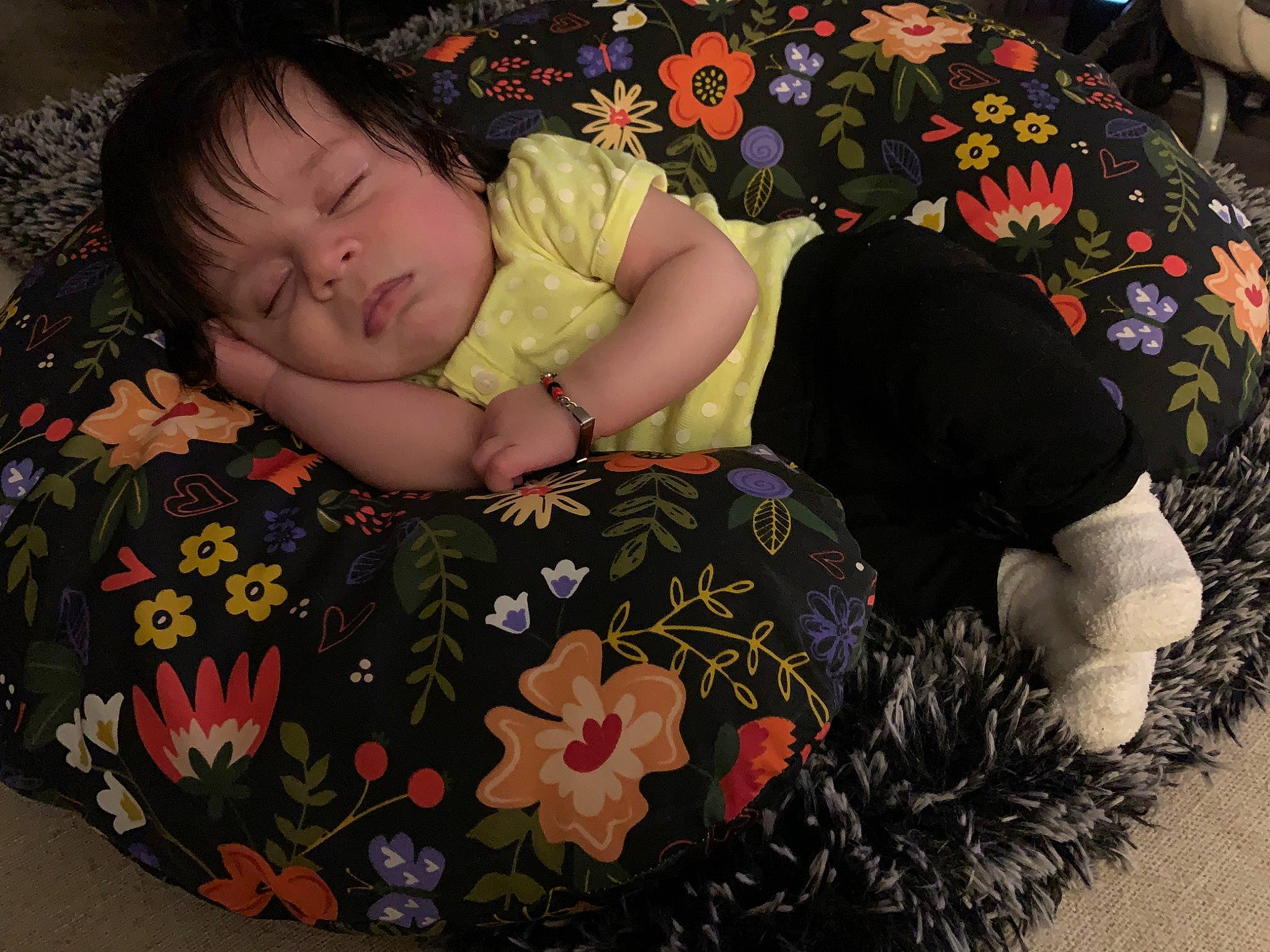 Iliana is registered to the contest to win money with this photo: baby, child, furniture, nap, person, plant, sleep, toddler