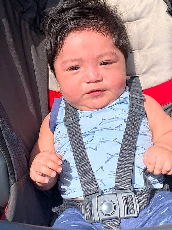 Gael joined the competition — help win amazing prizes! baby, baby_carriage, baby_in_car_seat, baby_products, car_seat, cheek, child, person, product, seat_belt, toddler