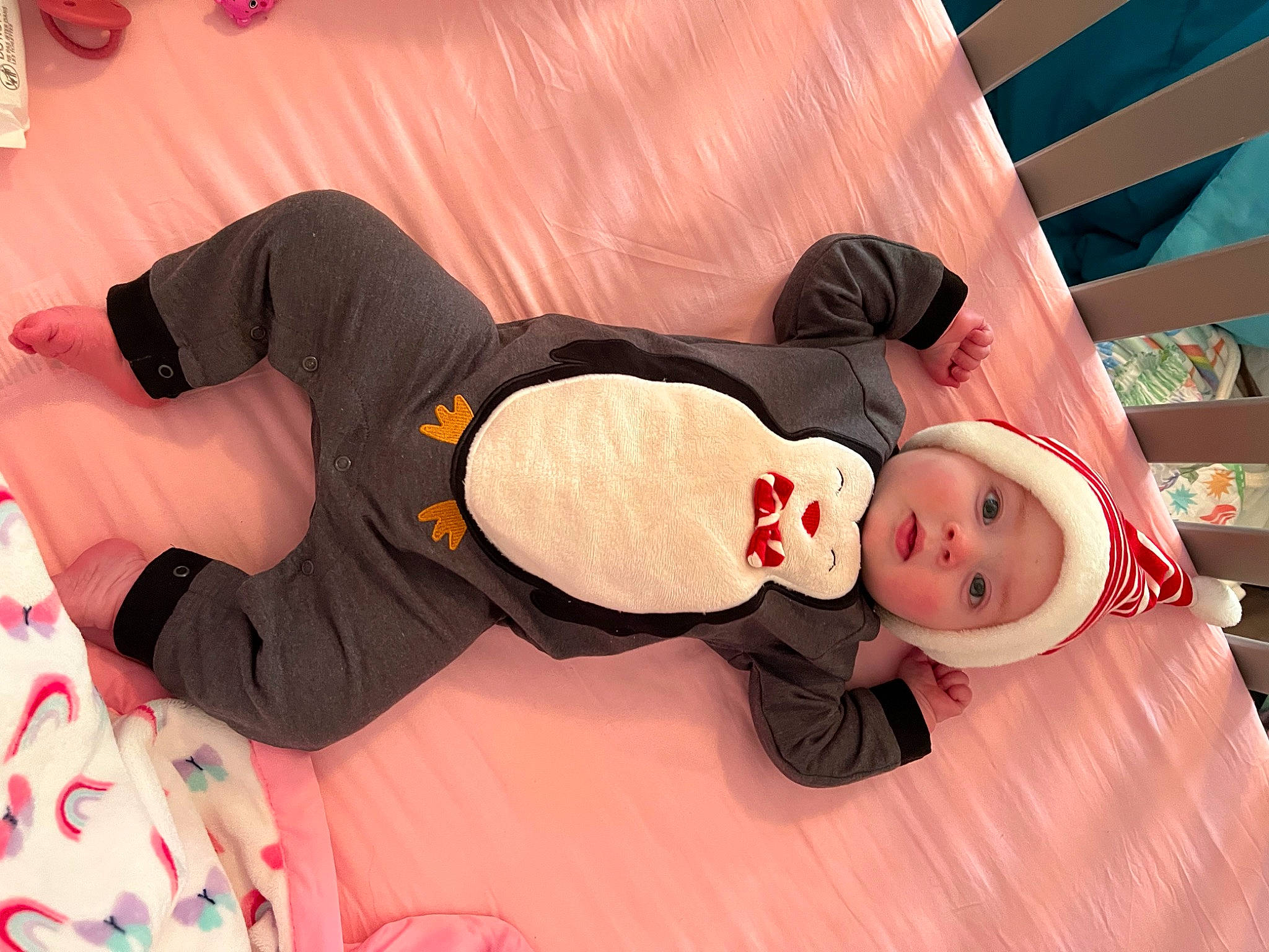 Addyson is registered to the contest to win money with this photo: baby, baby_products, baby_toddler_clothing, child, comfort, costume, flooring, fun, happy, hat, headwear, linens, orange, pattern, person, room, sleeve, smile, textile, toddler
