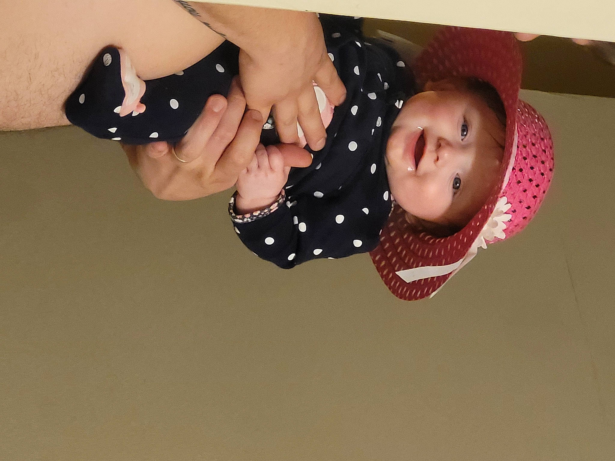 Lillian joined the competition — help win amazing prizes! arm, baby, baby_toddler_clothing, elbow, finger, flash_photography, gesture, hand, happy, headgear, headwear, human_body, mammal, nail, pattern, person, sleeve, smile, thumb, toddler