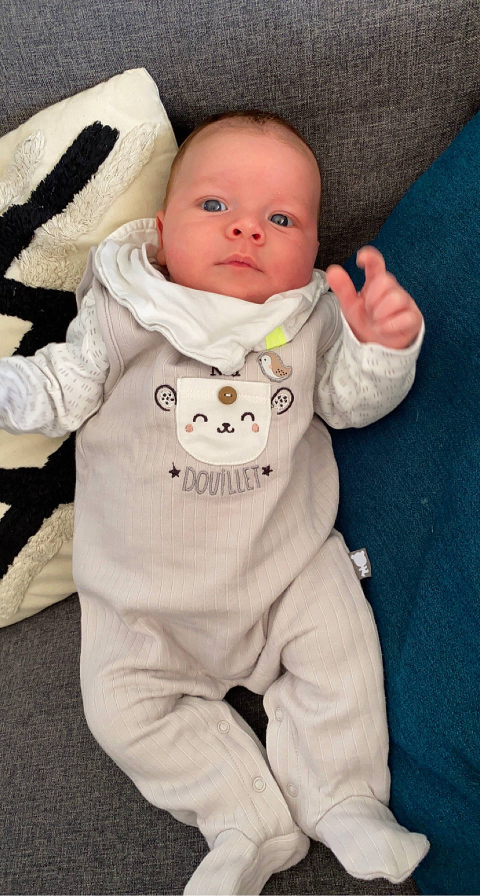 Marceau participe au concours pour gagner de l'argent avec cette photo : baby, baby_products, baby_toddler_clothing, cheek, child, collar, comfort, fur, happy, head, human_body, long_sleeved_t_shirt, nose, pattern, person, sitting, skin, sleeve, toddler