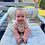 baby, baby_clothing, backyard, chair, child, cushion, fence, footwear, garden, grass, happy, house, man, outdoor, person, relaxation, smiling, sunlight, tree, wood