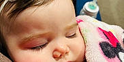 Brinley joined the competition — help win amazing prizes! baby, sleeping, blanket, headband, flower, face, closeup, child, infant, soft, comfort, nap, peaceful, indoors, bottle, cute, warm, furniture, pink, cozy