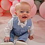 Holden joined the competition — help win amazing prizes! baby, child, smiling, suit, bow_tie, balloons, pink, gray, floor, happy, portrait, dressed_up, cute, indoor, infant, hands, feet, celebration, party, formal_wear