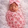 Amina Isla joined the competition — help win amazing prizes! newborn, baby, pink_bow, roses, flower_blanket, sleeping, face, headband, soft, fluffy, cloud_like, portrait, cute, infant, peaceful, wrapped, closeup, skin, young_child, delicate