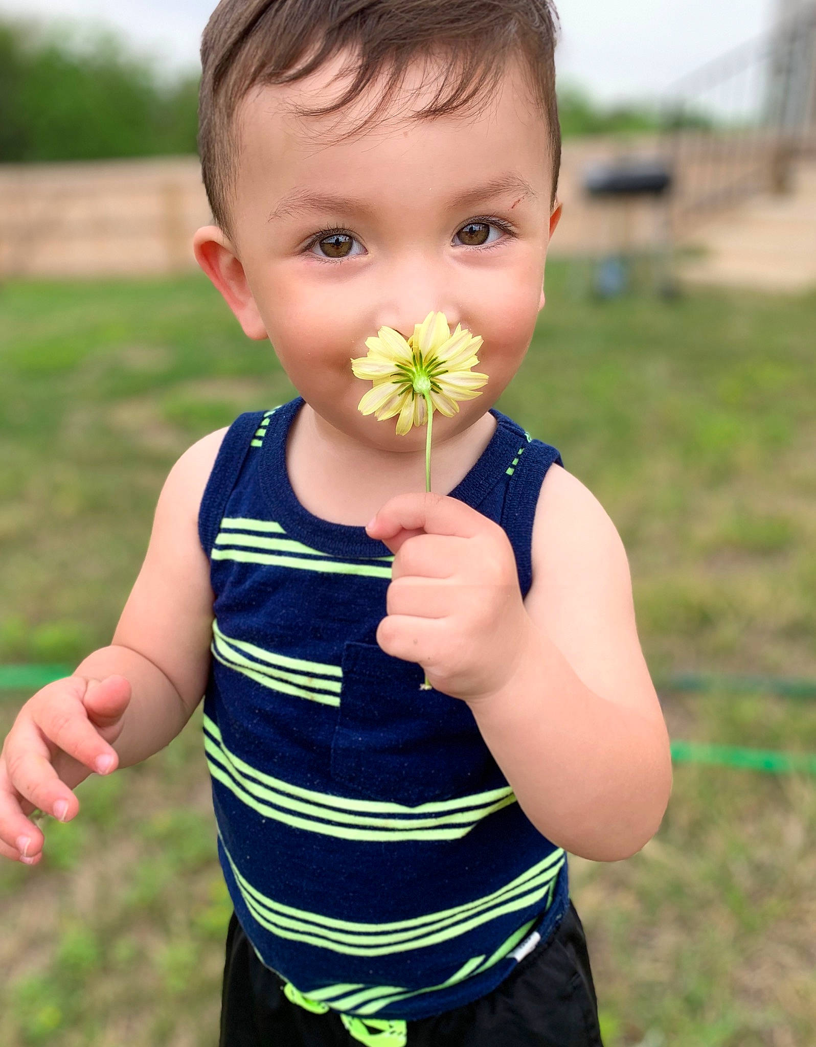Lowen is registered to the contest to win money with this photo: baby, child, child_model, finger, flower, grass, hand, person, plant, skin, smile, thumb, toddler
