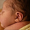 Kelsie joined the competition — help win amazing prizes! newborn, baby, sleeping, side_profile, ear, hair, skin, blanket, yellow, close_up, infant, peaceful, soft, delicate, portrait, child, rest, calm, newborn_baby, baby_sleeping