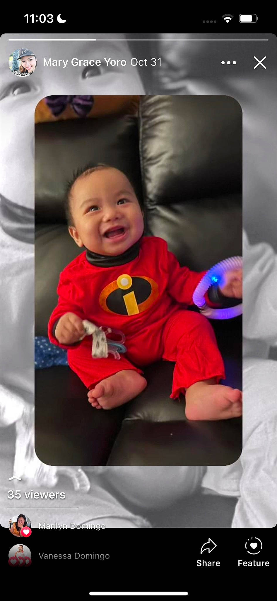 Mason Mikhail joined the competition — help win amazing prizes! baby, baby_products, baby_toddler_clothing, cheek, child, comfort, electronic_device, finger, gadget, happy, headwear, joy, linens, magenta, person, pink, product, rectangle, sitting, sleeve