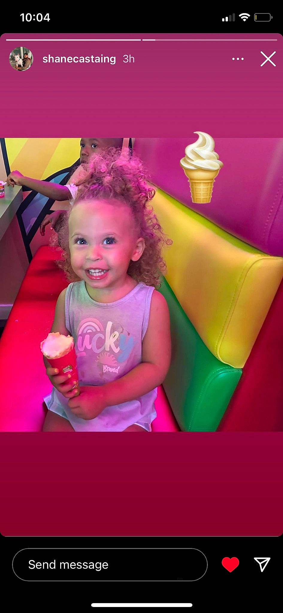 Zoe is registered to the contest to win money with this photo: beauty, child, event, fun, hairstyle, happy, joy, leisure, magenta, party, person, pink, play, product, purple, room, sitting, smile, snapshot, t_shirt