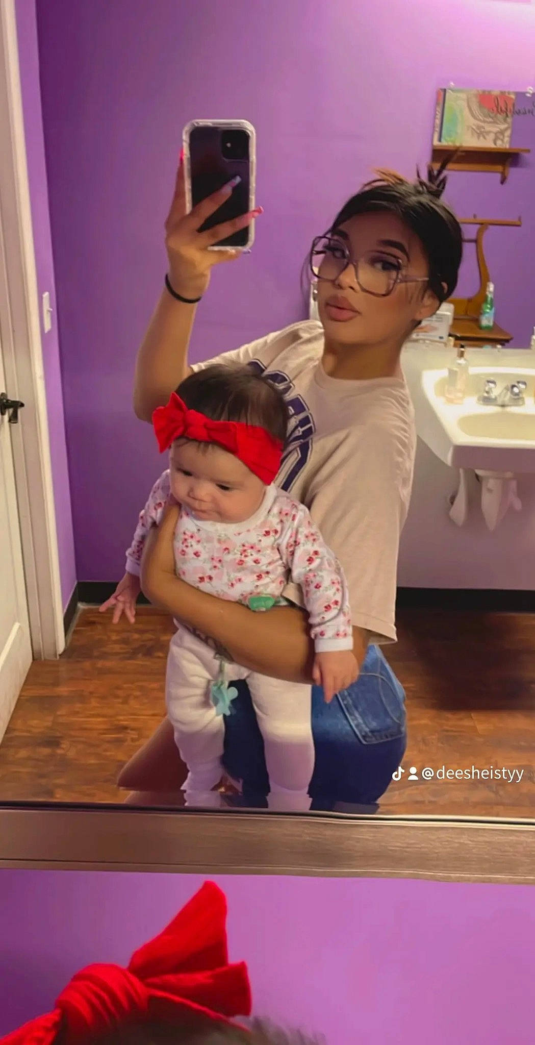 Laylani joined the competition — help win amazing prizes! baby, baby_toddler_clothing, child, door, event, flooring, fun, gesture, hairstyle, happy, head, headwear, person, photograph, pink, purple, skin, snapshot, t_shirt, thigh