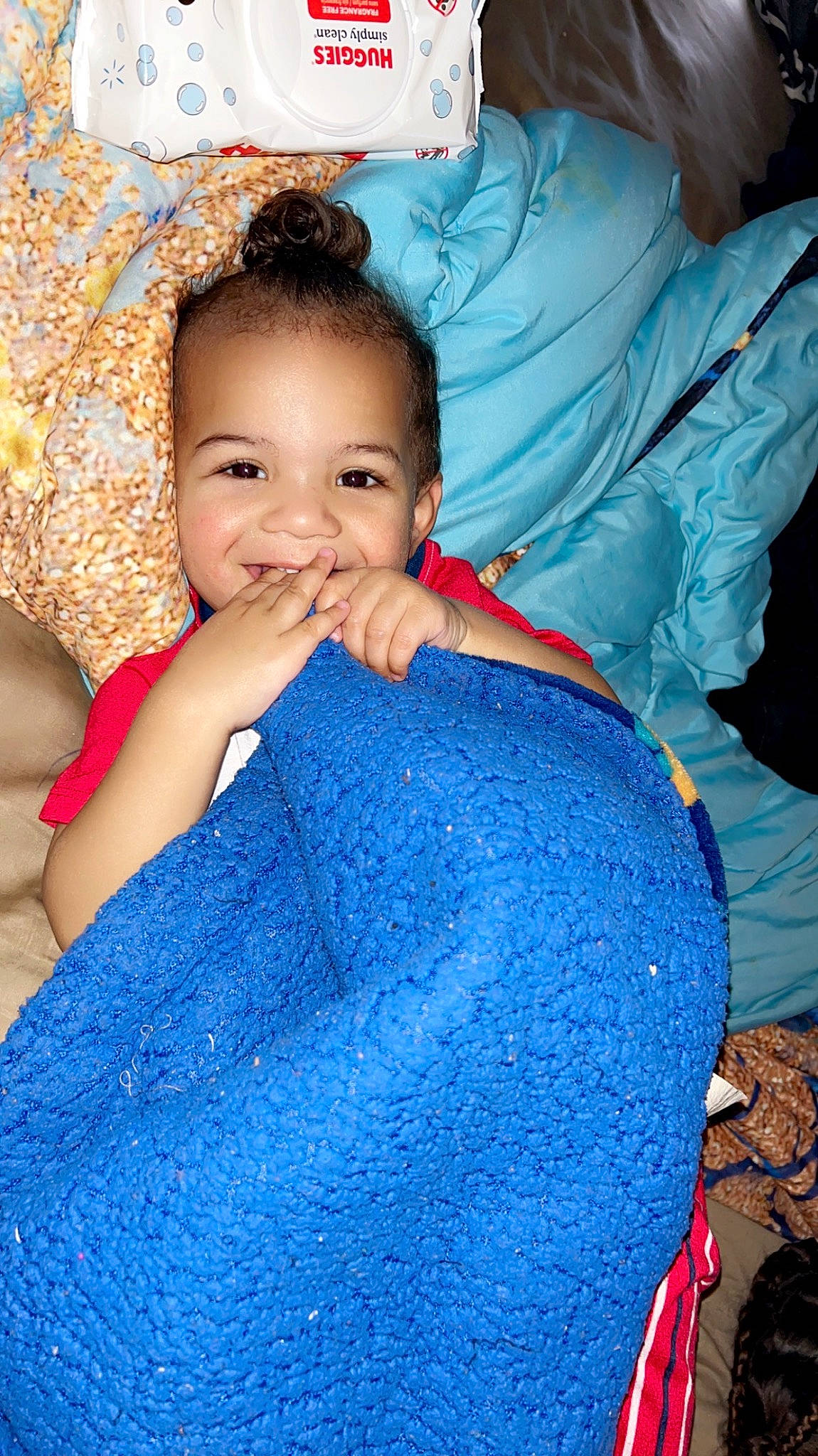 Makai joined the competition — help win amazing prizes! azure, baby_toddler_clothing, blue, cheek, child, eye, face, finger, flash_photography, gesture, hairstyle, happy, head, iris, neck, person, skin, sleeve, smile, textile