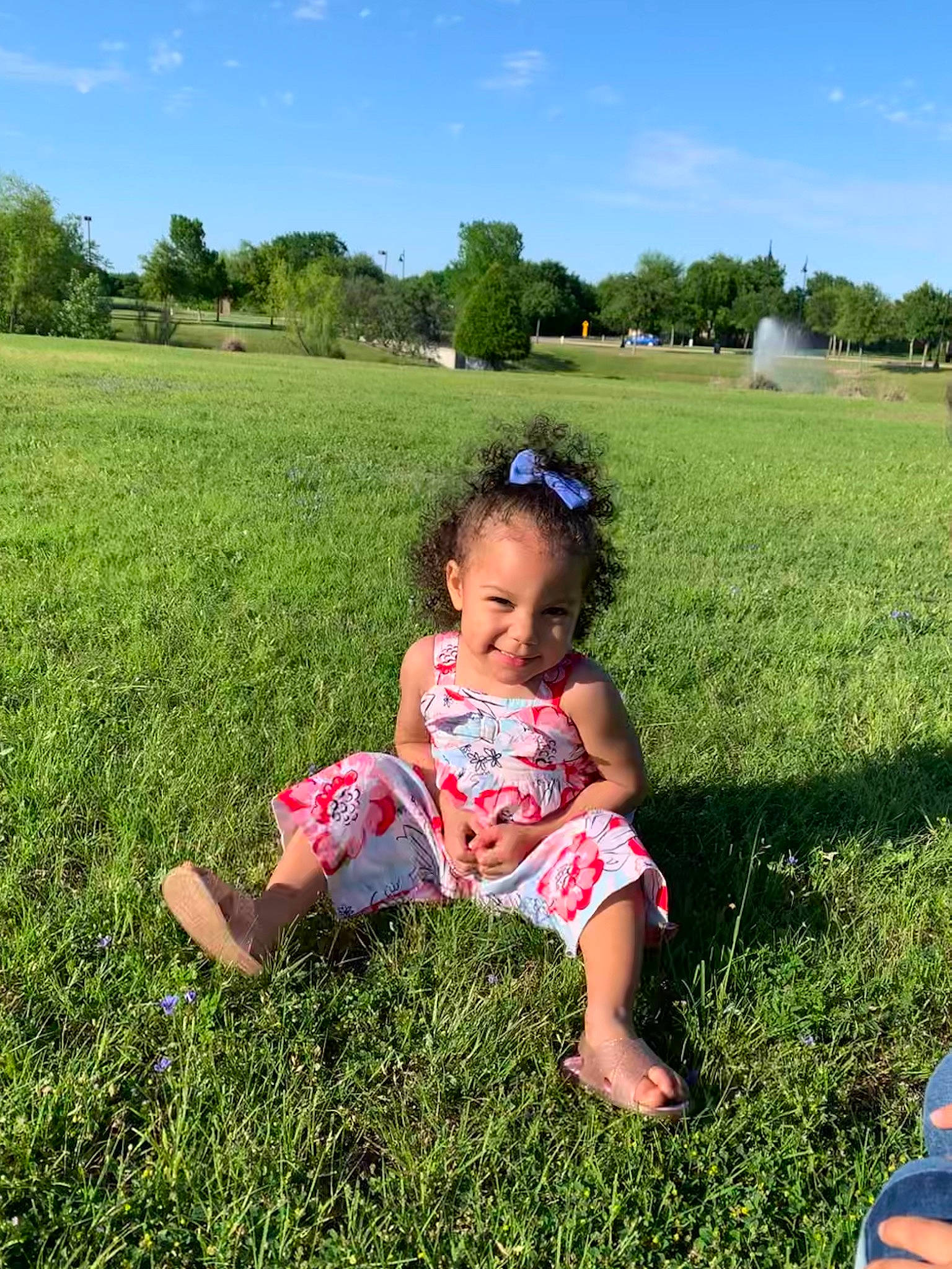 Natalya is registered to the contest to win money with this photo: child, fun, grass, grass_family, grassland, happy, headgear, joy, lawn, leaf, meadow, natural_environment, people_in_nature, person, plant, play, sitting, skin, sky, summer