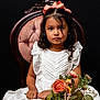 bodypart, child, clothing, dress, face, female, finger, flower, flowerarrangement, flowerbouquet, formalwear, girl, hand, head, ikebana, person, photography, plant, portrait, rose