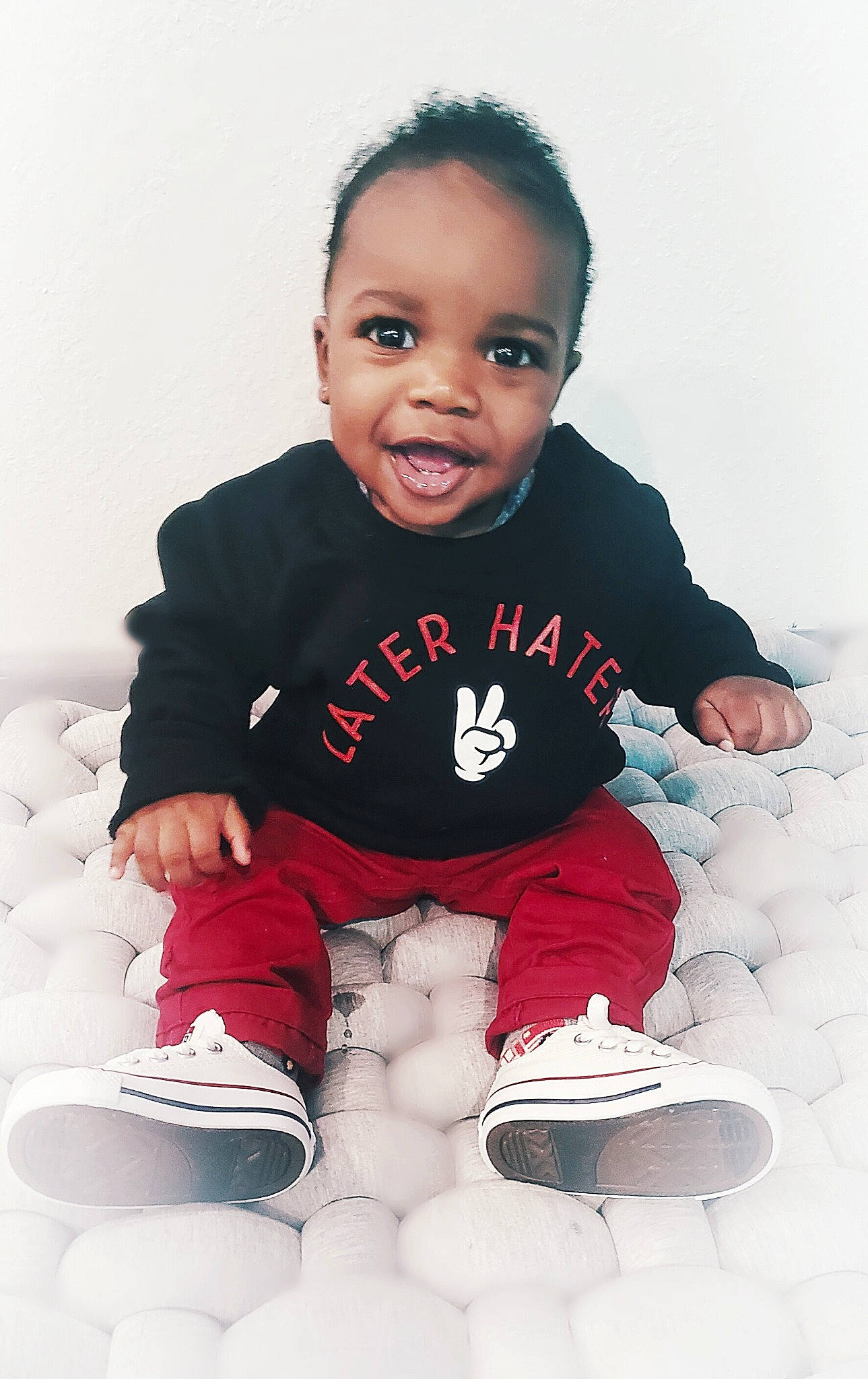 Shamari joined the competition — help win amazing prizes! baby, baby_toddler_clothing, carmine, cheek, child, flash_photography, fun, hair, happy, human_body, monochrome_photography, person, play, portrait_photography, sitting, sleeve, smile, stock_photography, t_shirt, toddler