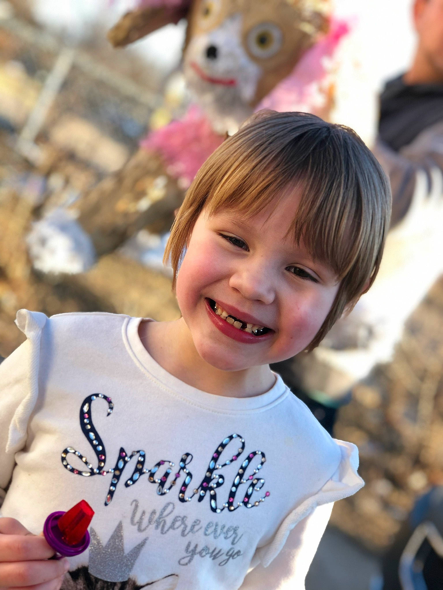 Justice is registered to the contest to win money with this photo: child, ear, facial_expression, fawn, fun, goat, goats, happy, joy, person, smile, toddler