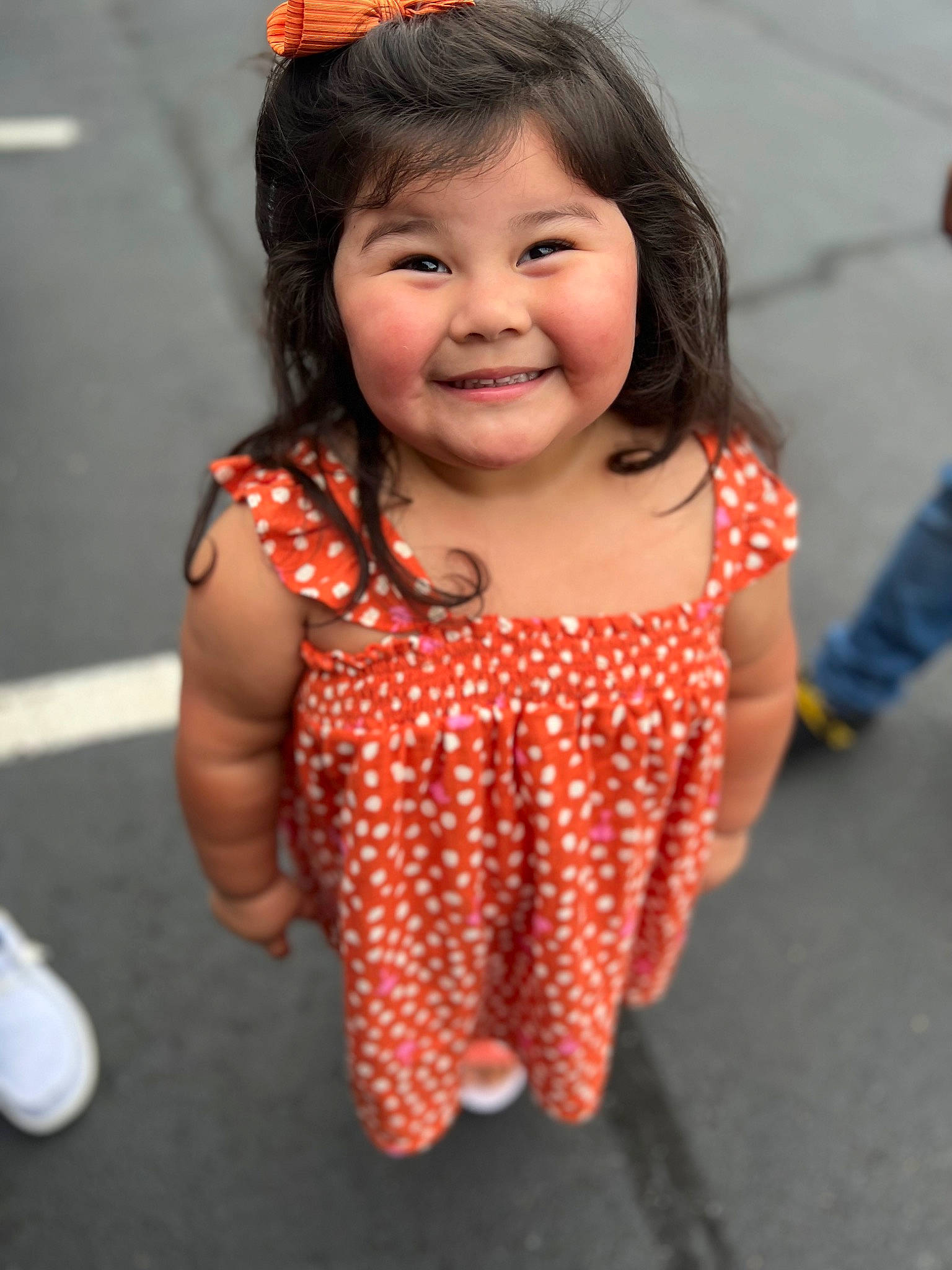 Arabella joined the competition — help win amazing prizes! baby, baby_toddler_clothing, cheek, child, chin, eye, facial_expression, fashion_accessory, fun, gesture, happy, human_leg, joy, lip, pattern, person, skin, sleeve, smile, thumb