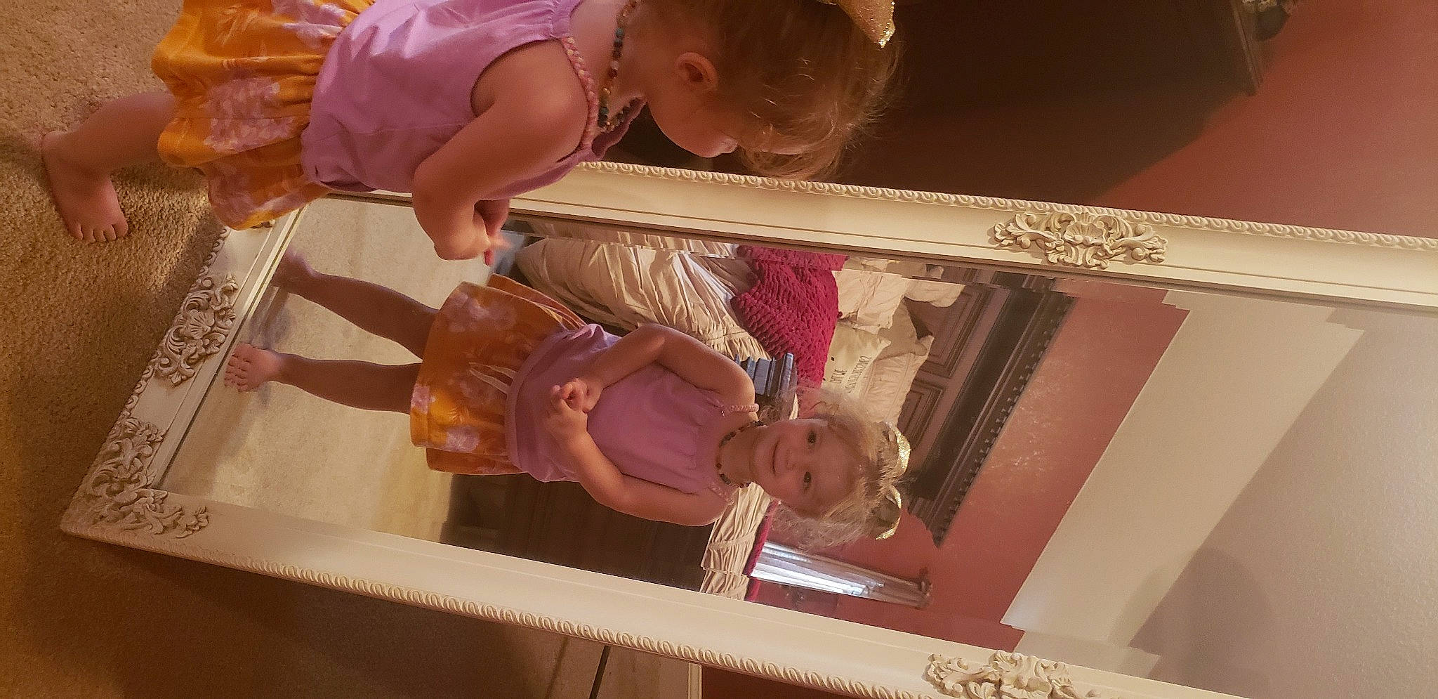 Madalyn is registered to the contest to win money with this photo: arm, baby, baby_products, child, eyelash, flesh, fun, hair, hand, happy, joy, magenta, person, pink, room, smile, toddler, under_exposed, wood