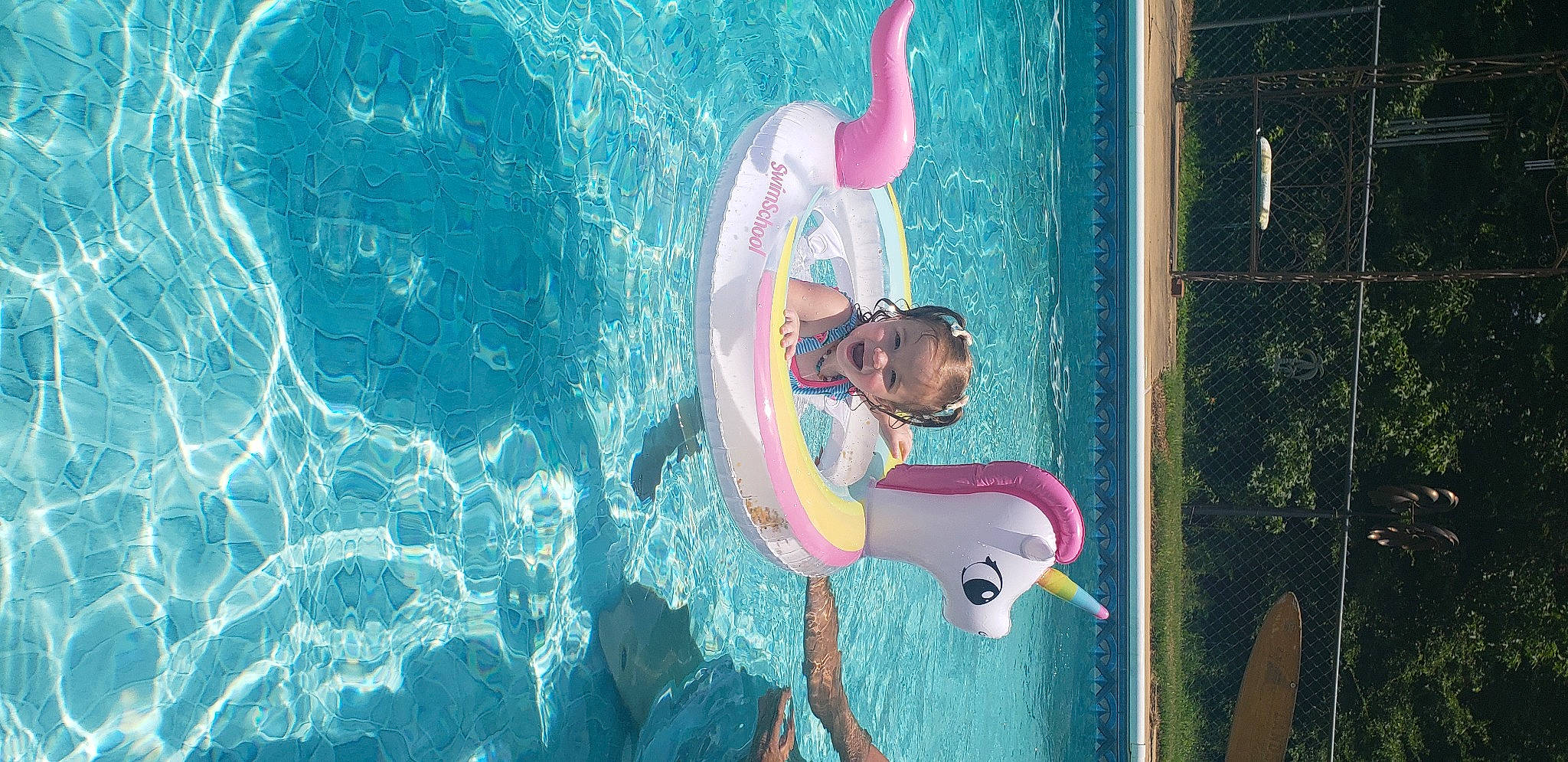 Madalyn joined the competition — help win amazing prizes! aqua, azure, bathing, child, chute, elbow, fun, games, happy, inflatable, leisure, mammal, outdoor_recreation, person, personal_protective_equipment, play, recreation, shorts, swimming_pool, toddler