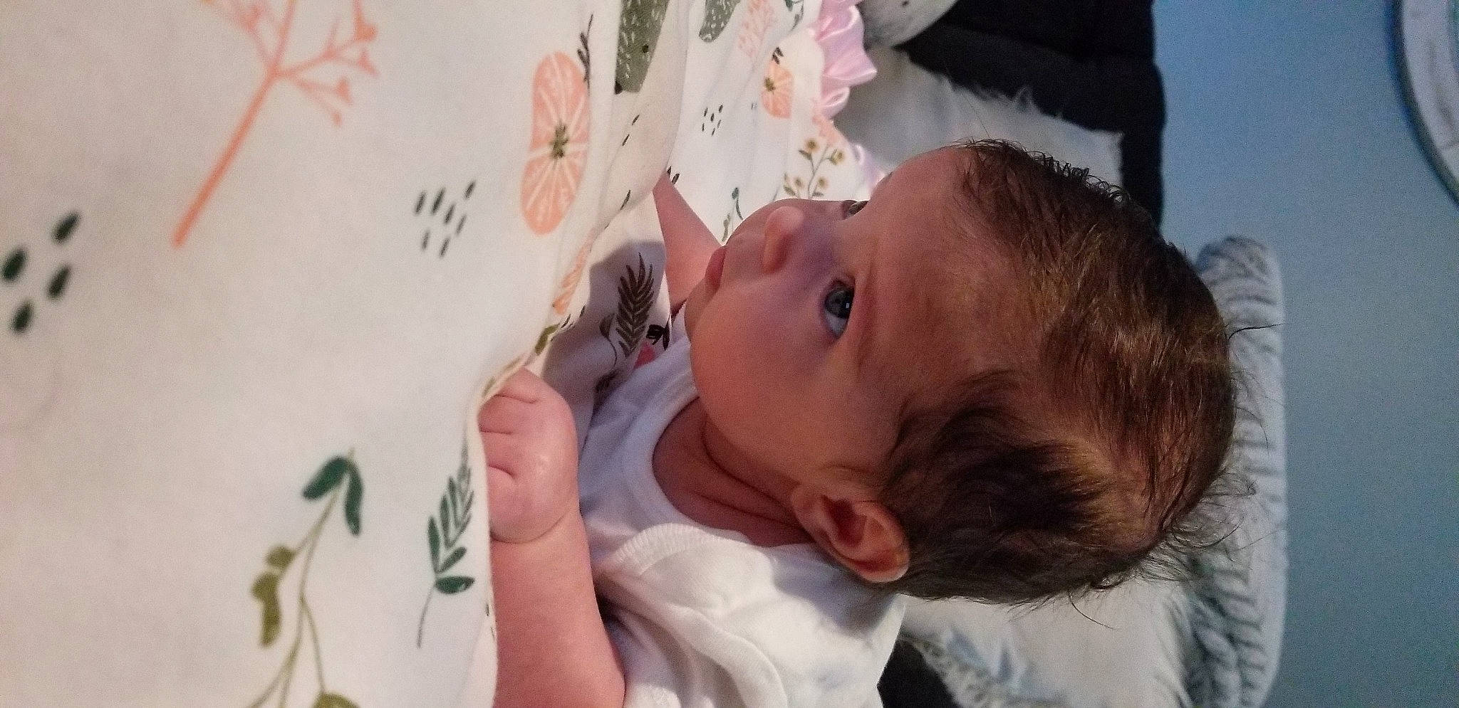 Alanna joined the competition — help win amazing prizes! baby, baby_grabbing_for_something, baby_products, baby_toddler_clothing, cheek, child, linens, peach, person, product, skin, textile, toddler