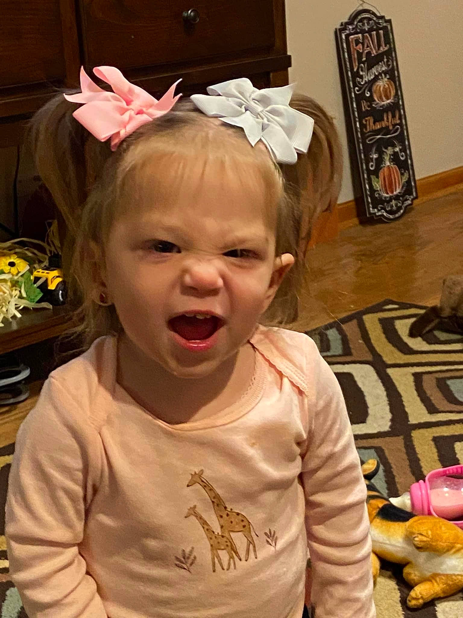 Brynleigh joined the competition — help win amazing prizes! anger, baby, baby_toddler_clothing, cheek, child, costume_hat, event, facial_expression, fashion_accessory, flooring, fun, happy, headpiece, laugh, mouth, party_supply, person, room, smile, stuffed_toy