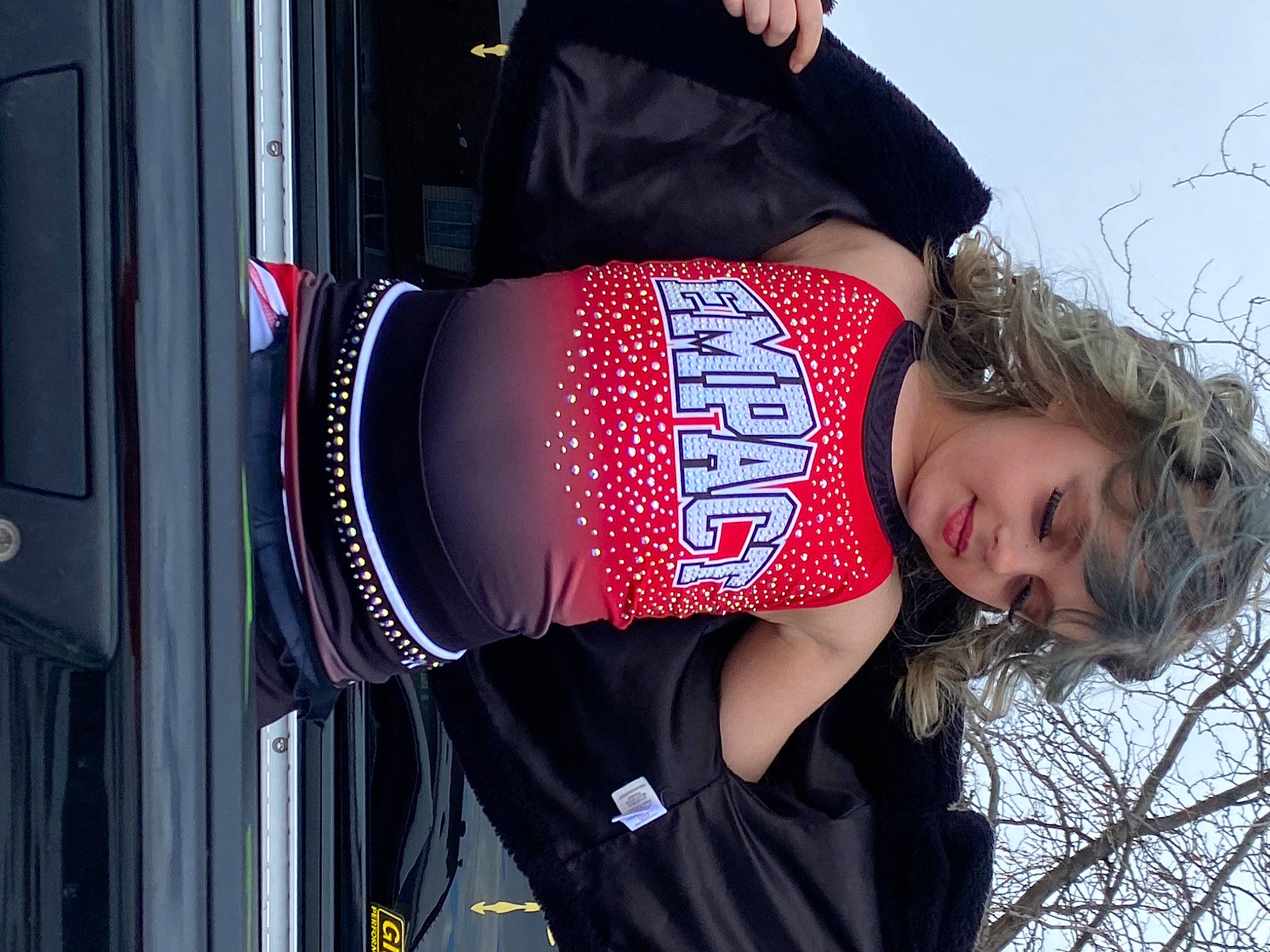 Felicity joined the competition — help win amazing prizes! abdomen, automotive_design, automotive_lighting, denim, elbow, electric_blue, fashion_accessory, human_leg, joint, knee, pattern, pedestrian, person, sleeve, sportswear, t_shirt, thigh, top, trunk, vehicle_door