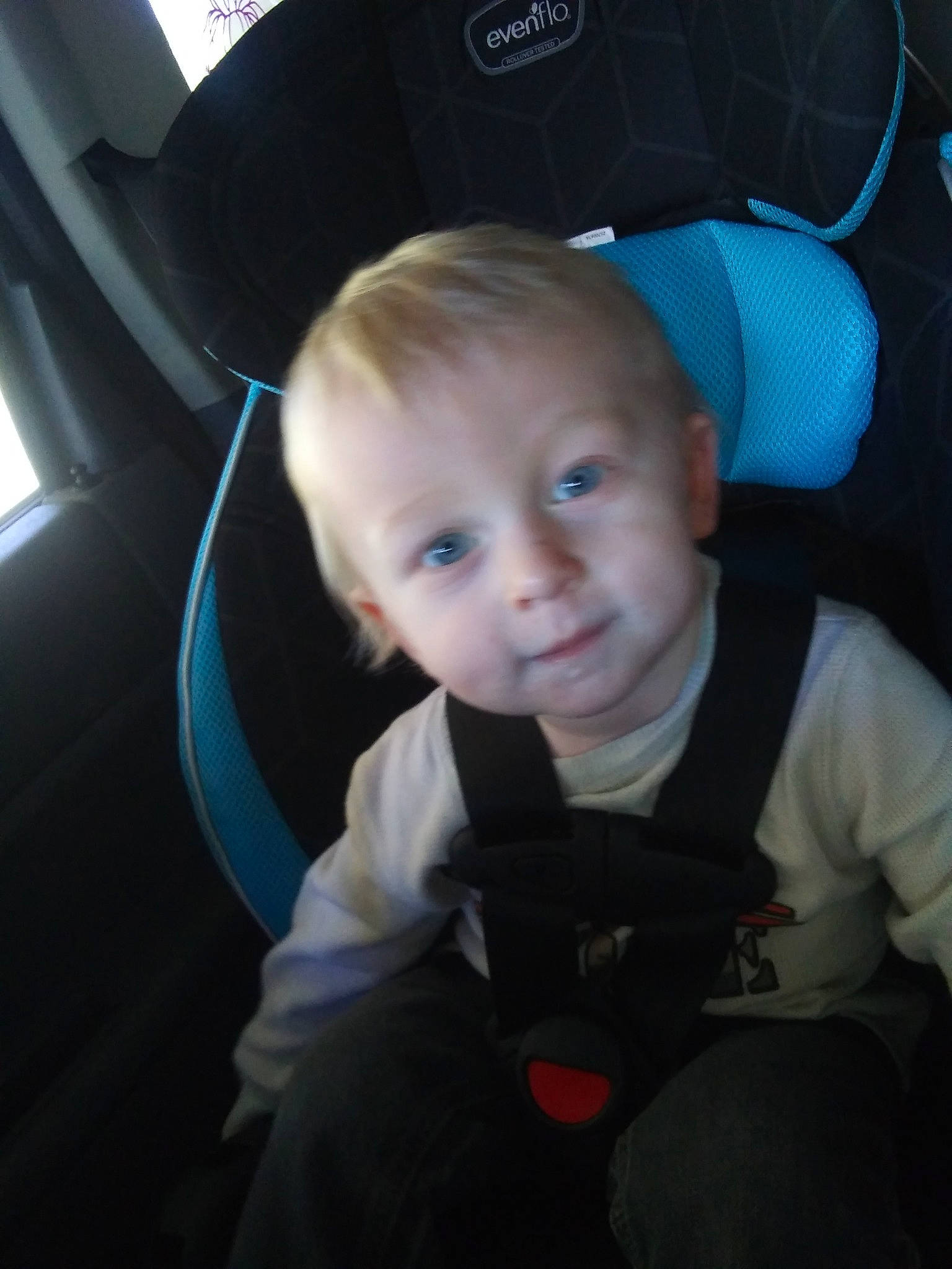 Leeland is registered to the contest to win money with this photo: baby, baby_carriage, baby_in_car_seat, baby_products, car_seat, cheek, child, cool, ear, electronic_device, eye, face, fun, head, person, product, skin, sky, smile, toddler