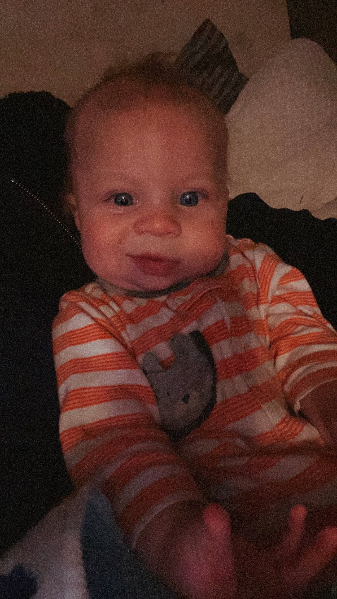 Ethan is registered to the contest to win money with this photo: baby, baby_toddler_clothing, cheek, chest, child, comfort, flash_photography, happy, human_body, iris, lip, mouth, nose, pattern, person, sitting, skin, sleeve, smile, thumb