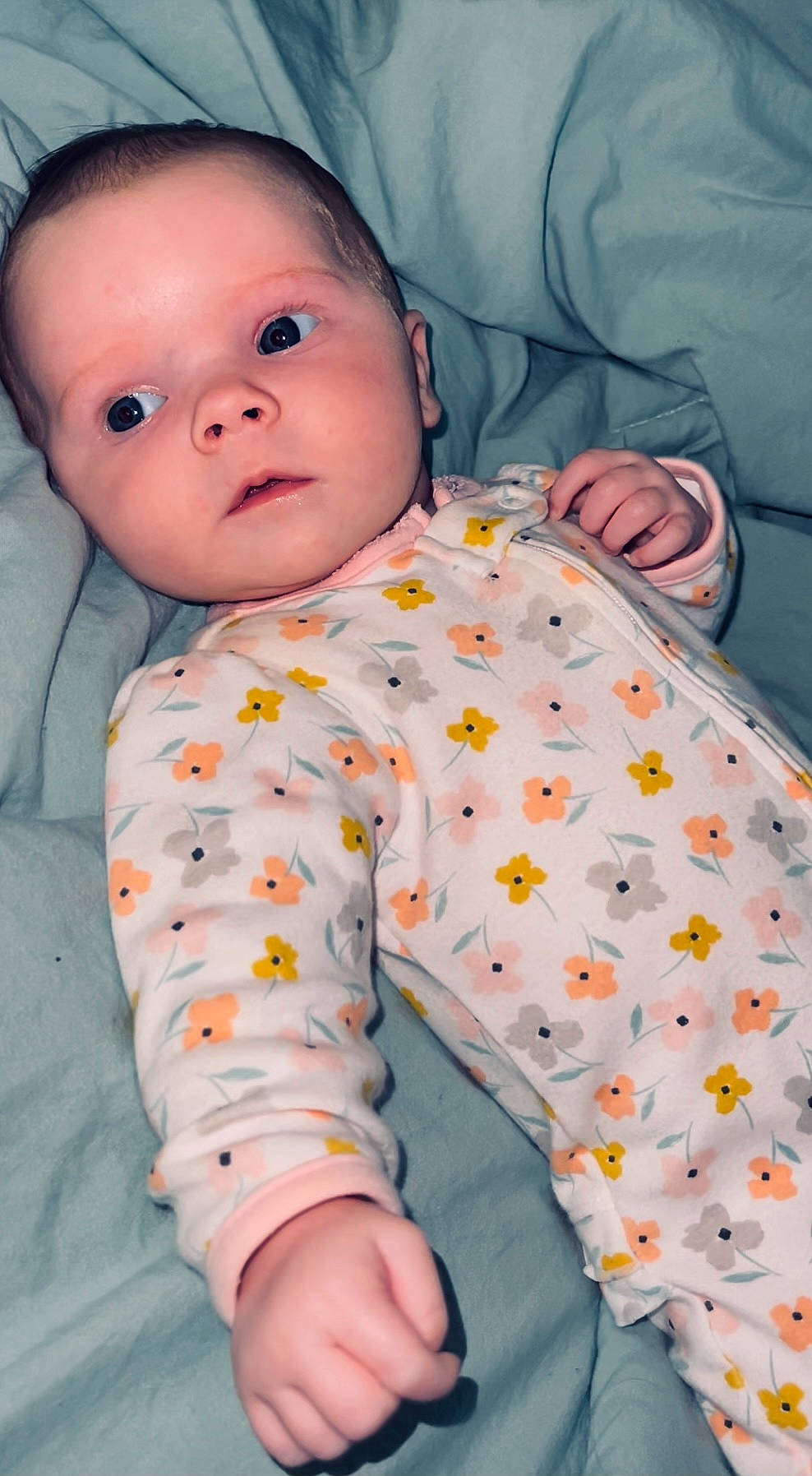 Kenzlee is registered to the contest to win money with this photo: baby, baby_sleeping, baby_toddler_clothing, cheek, collar, comfort, dress_shirt, eye, head, iris, linens, nose, orange, outerwear, pattern, person, skin, sleeve, textile, toddler