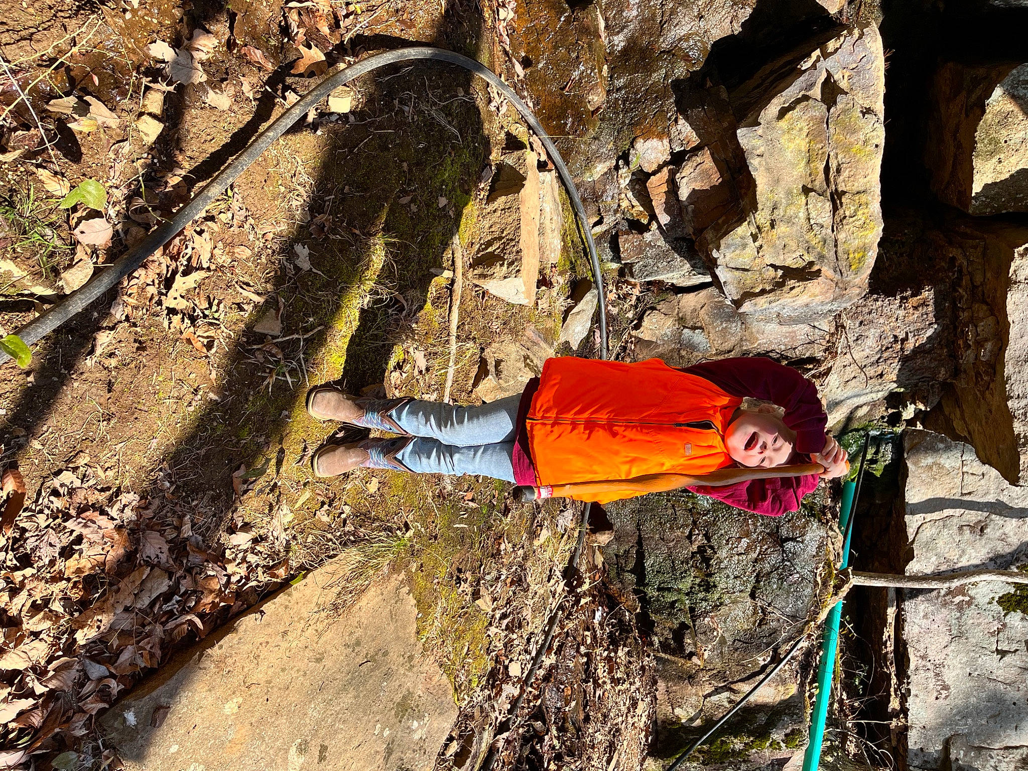 Annabell joined the competition — help win amazing prizes! adventure, bedrock, branch, fault, formation, geology, hat, leaf, leisure, organism, people_in_nature, person, plant, recreation, rock, shadow, slope, soil, tree, trunk