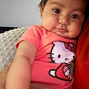 Gitzel joined the competition — help win amazing prizes! arm, baby, cheeks, child, closeup, cute, fabric, face, hand, hello_kitty, indoor, infant, onesie, person, pillow, pink_clothing, portrait, snuggling, soft_light, texture