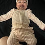 Gitzel joined the competition — help win amazing prizes! baby, beige, black_background, child, chubby_cheeks, clothing, cute, expression, face, headband, indoors, infant, lying_down, newborn, outfit, person, portrait, ribbed_fabric, ruffles, soft_lighting