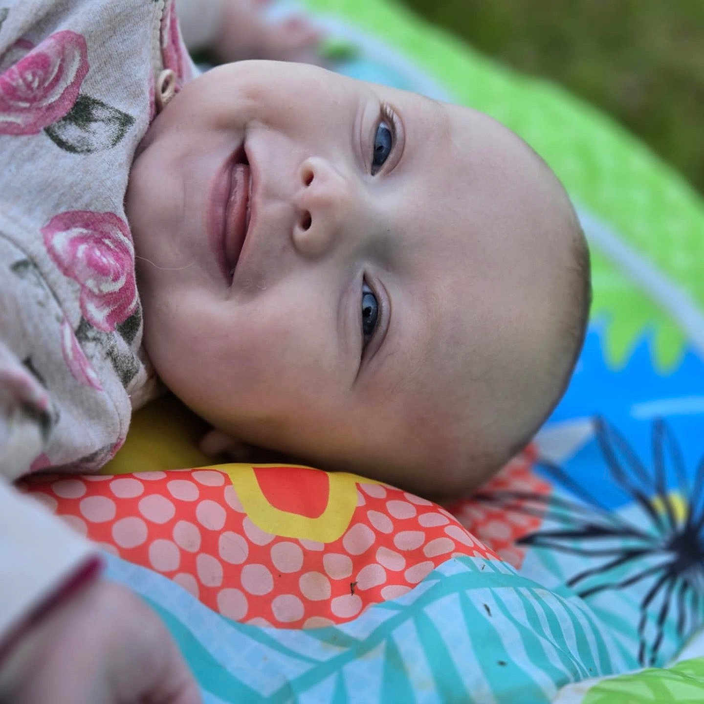 Coralee joined the competition — help win amazing prizes! applique, baby, blanket, clothing, cushion, face, grass, happy, head, homedecor, laughing, newborn, pattern, person, photography, plant, portrait, quilt, smile, t_shirt