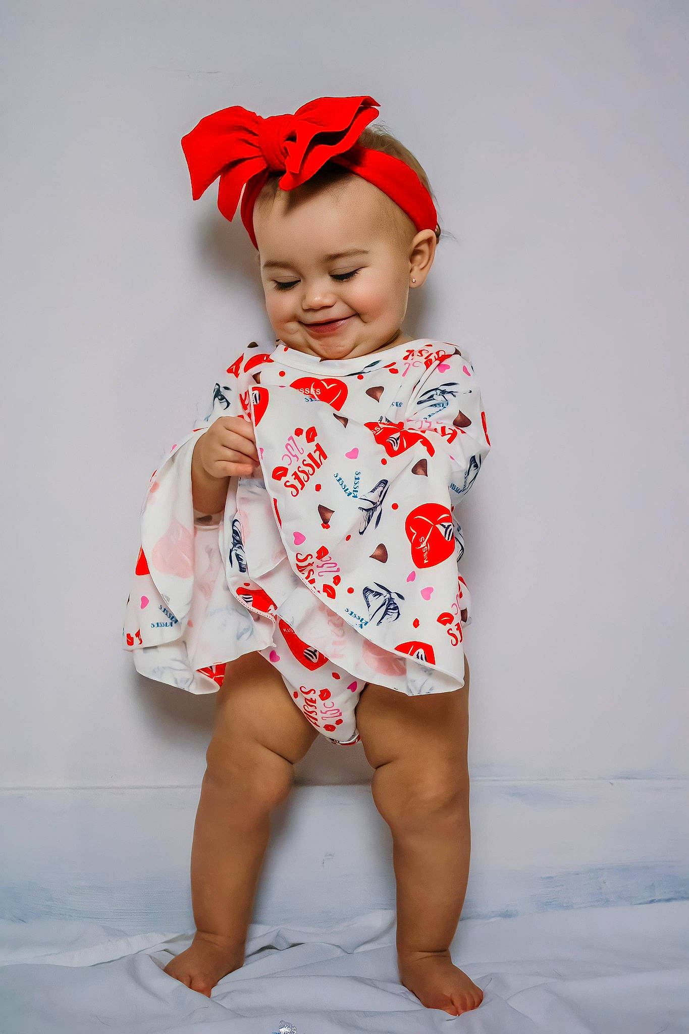 Avi joined the competition — help win amazing prizes! baby, baby_toddler_clothing, barefoot, carmine, child, collar, costume, dress, face, happy, human_body, human_leg, joy, knee, one_piece_garment, pattern, person, pink, sleeve, smile