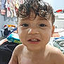 Kason joined the competition — help win amazing prizes! child, toddler, face, curly_hair, wet_hair, indoor, bedroom, clothing, furniture, closerange, skin, expression, person, young_child, cute, messy_background, home, smile, teeth, portrait