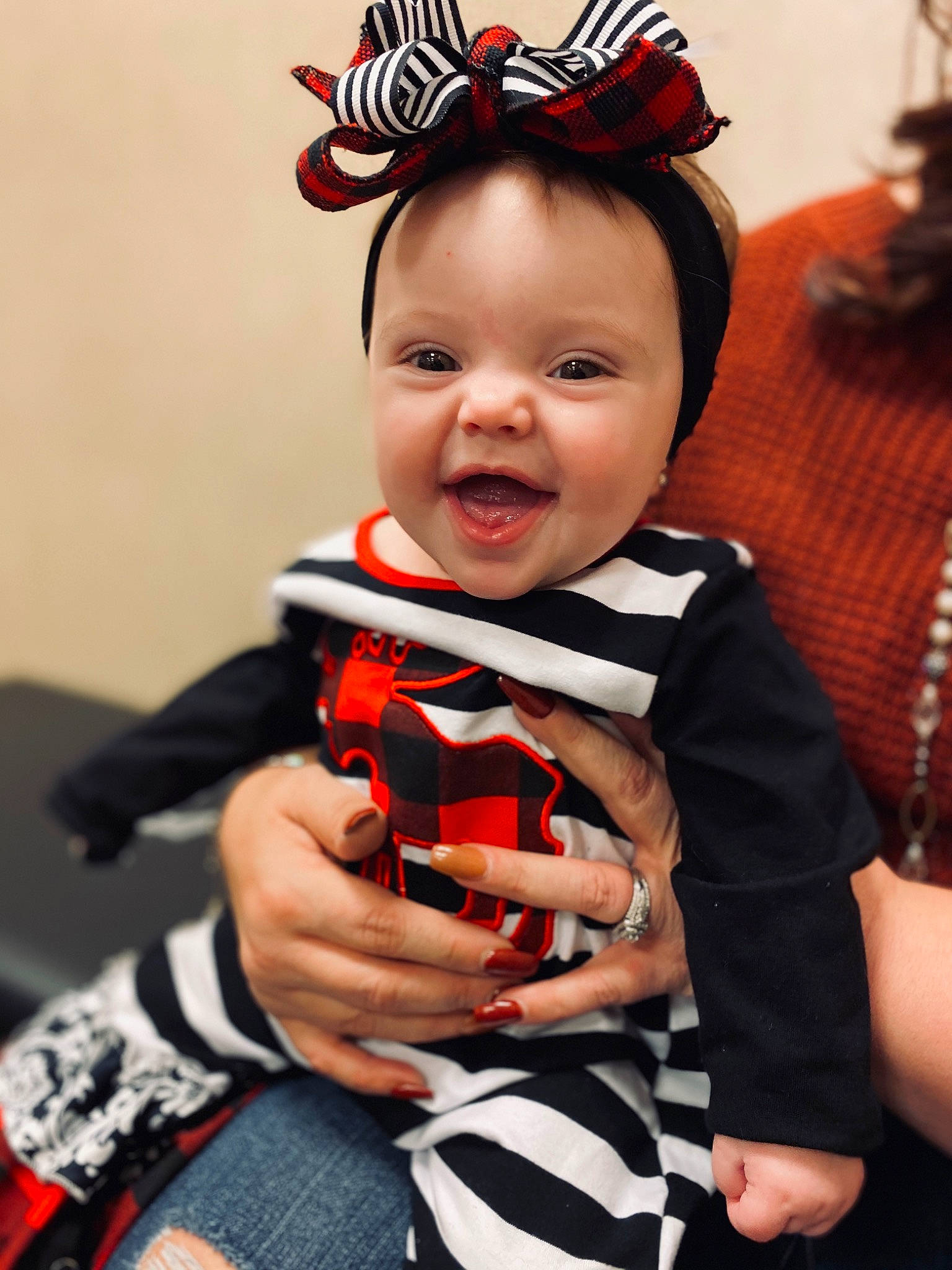 Harmony Makena Rayne is registered to the contest to win money with this photo: baby, child, costume_accessory, design, ear, hair_accessory, head, headgear, pattern, person, plaid, smile, toddler