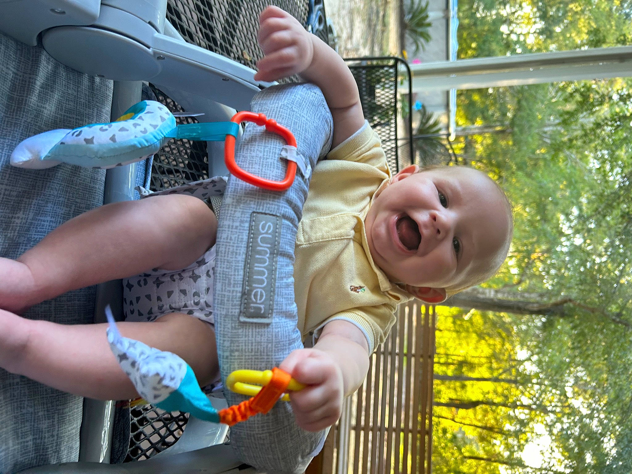 Baylen joined the competition — help win amazing prizes! baby, baby_laughing, baby_products, baby_toddler_clothing, child, city, electric_blue, face, fun, grass, happy, leisure, person, plant, play, recreation, smile, toddler, tree, vacation