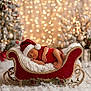 Mike is registered to the contest to win money with this photo: baby, bokeh, christmas, christmas_tree, cute, decorations, festive, holiday, holiday_season, indoors, newborn, peaceful, plush_blanket, red_outfit, santa_hat, sleeping, sleigh, soft_lighting, twinkle_lights, winter