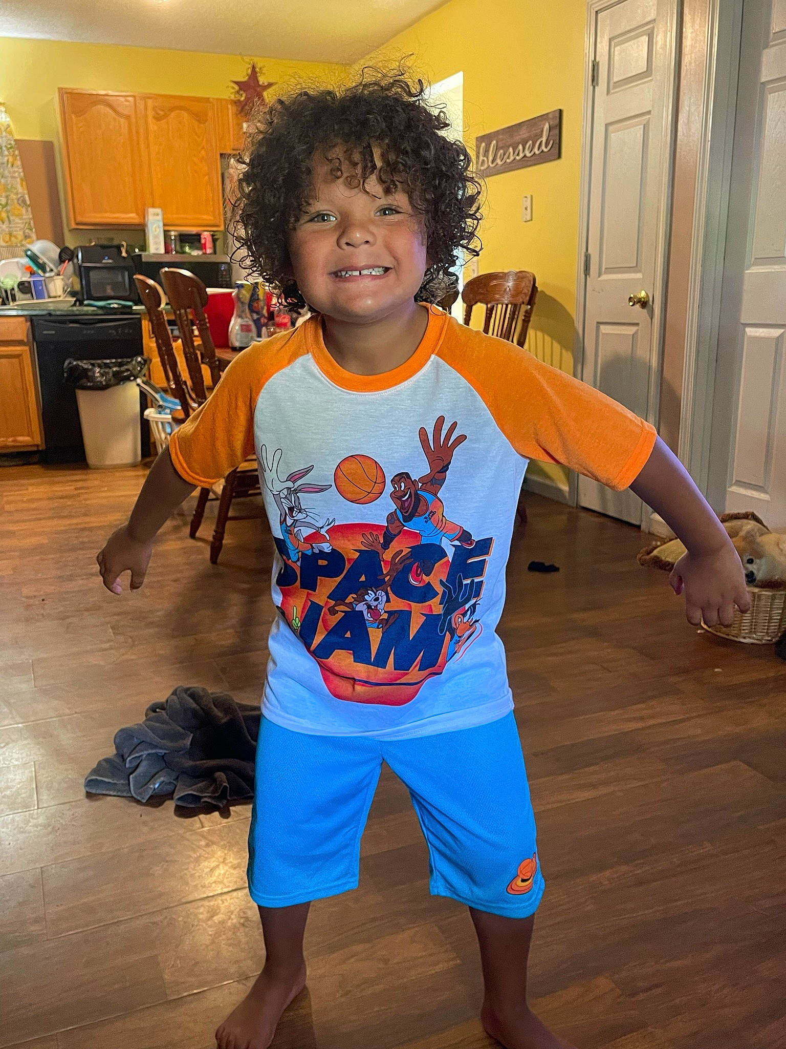Xayden joined the competition — help win amazing prizes! baby_toddler_clothing, child, cool, door, electric_blue, event, flooring, fun, happy, hardwood, human_body, joy, leisure, orange, person, shoulder, sleeve, smile, sportswear, t_shirt
