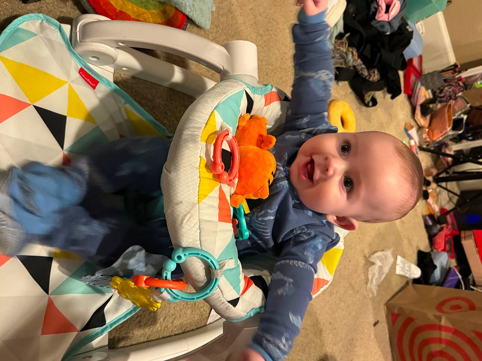 Xavier joined the competition — help win amazing prizes! baby, baby_products, baby_toddler_clothing, baby_toys, child, event, fun, happy, leisure, party_supply, person, plastic, play, plush, recreation, room, smile, stuffed_toy, textile, toddler
