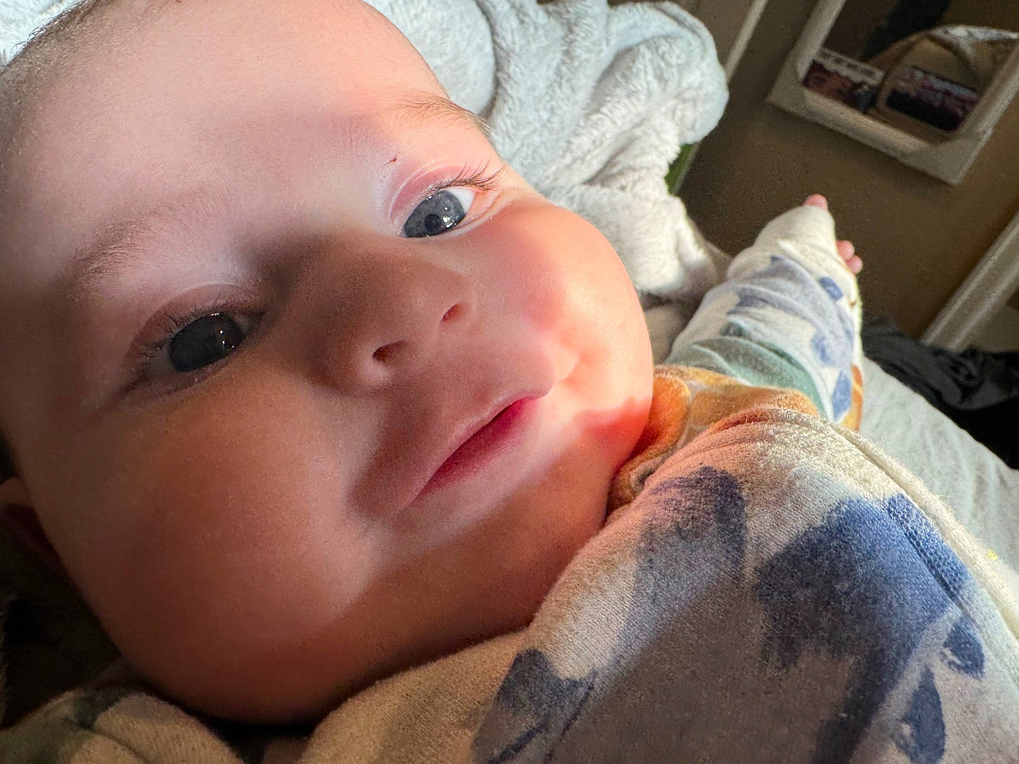 Xavier is registered to the contest to win money with this photo: baby, cheek, chin, comfort, ear, eye, eyebrow, eyelash, finger, forehead, grass, head, iris, lip, mouth, nose, person, picture_frame, skin, toddler