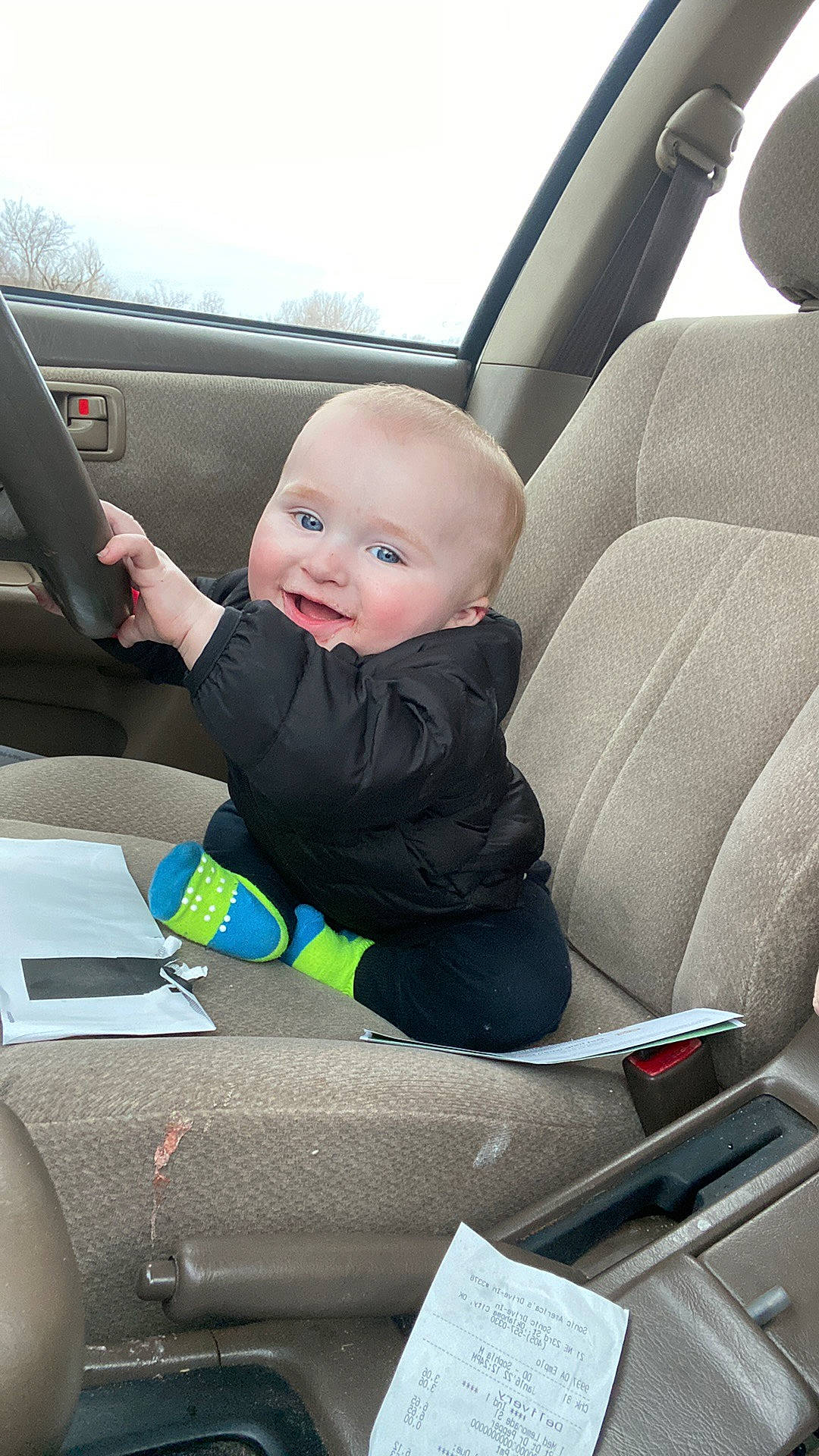 Elliott joined the competition — help win amazing prizes! automotive_design, automotive_exterior, baby, car, car_seat, car_seat_cover, comfort, face, hand, head, head_restraint, mode_of_transport, motor_vehicle, person, seat_belt, smile, steering_part, steering_wheel, vehicle, vehicle_door