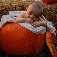 Kysaac joined the competition — help win amazing prizes! baby, pumpkin, blanket, autumn, fall, hay, grass, outdoor, cute, infant, orange, nature, seasonal, portrait, child, soft, cozy, holiday, festive, garden
