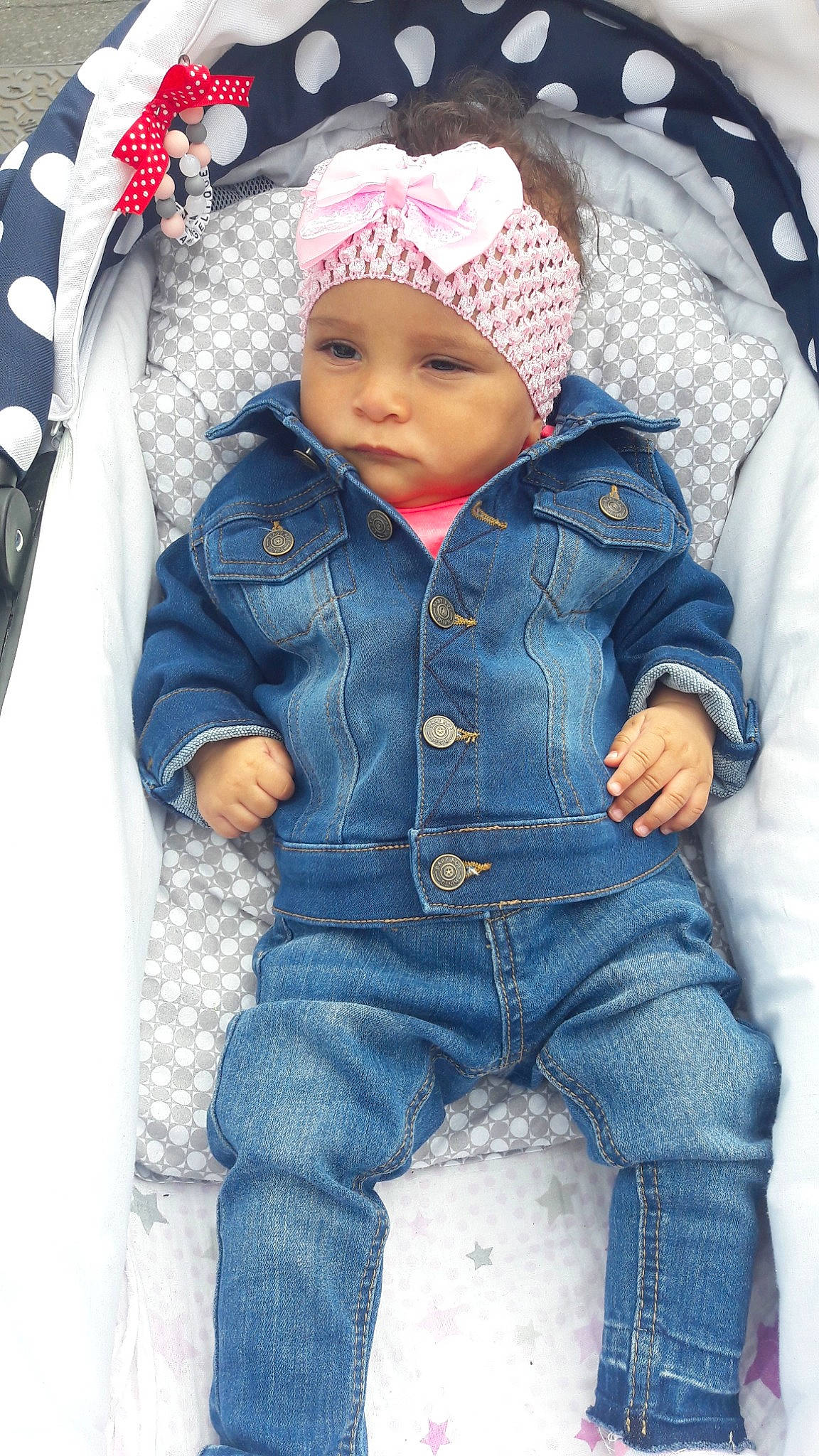 Angelique is registered to the contest to win money with this photo: baby, baby_products, baby_toddler_clothing, blue, cheek, child, clothing, cool, denim, headgear, jacket, jeans, outerwear, person, product, textile, toddler, trousers