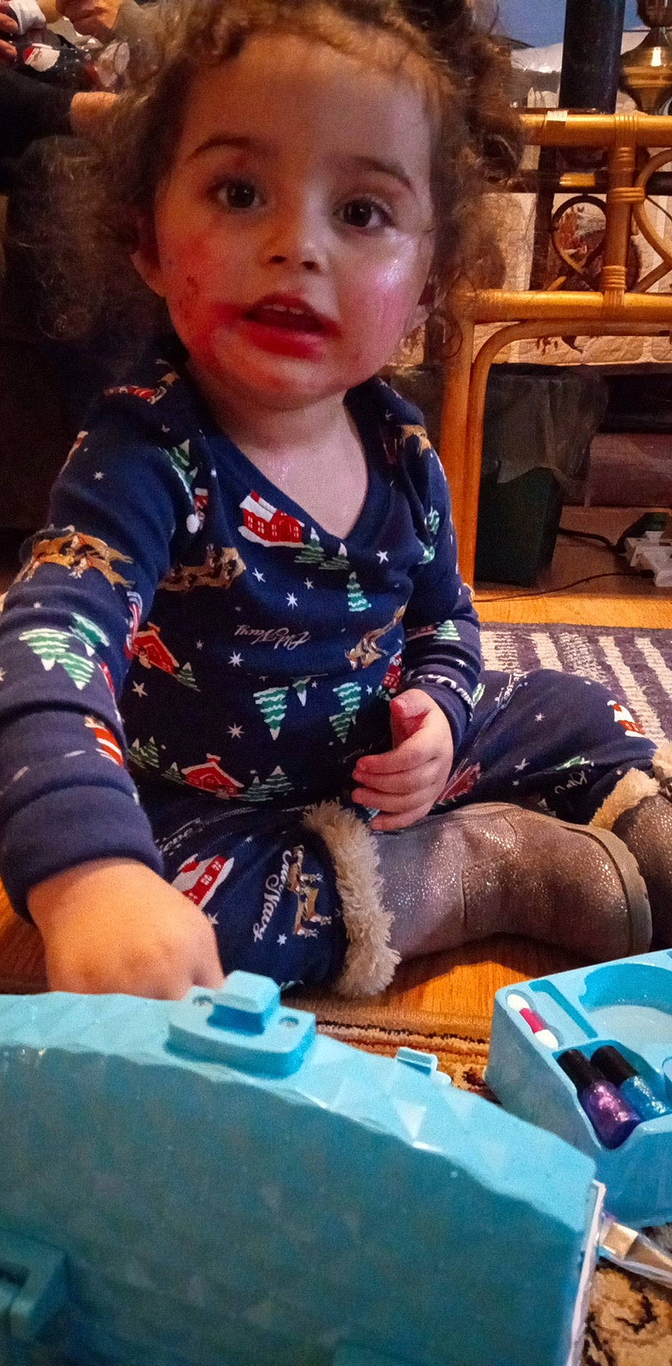 Addison joined the competition — help win amazing prizes! baby, baby_toddler_clothing, child, event, fun, happy, holiday, lap, leisure, pattern, person, play, recreation, shelf, sitting, t_shirt, toddler, tree, vacation