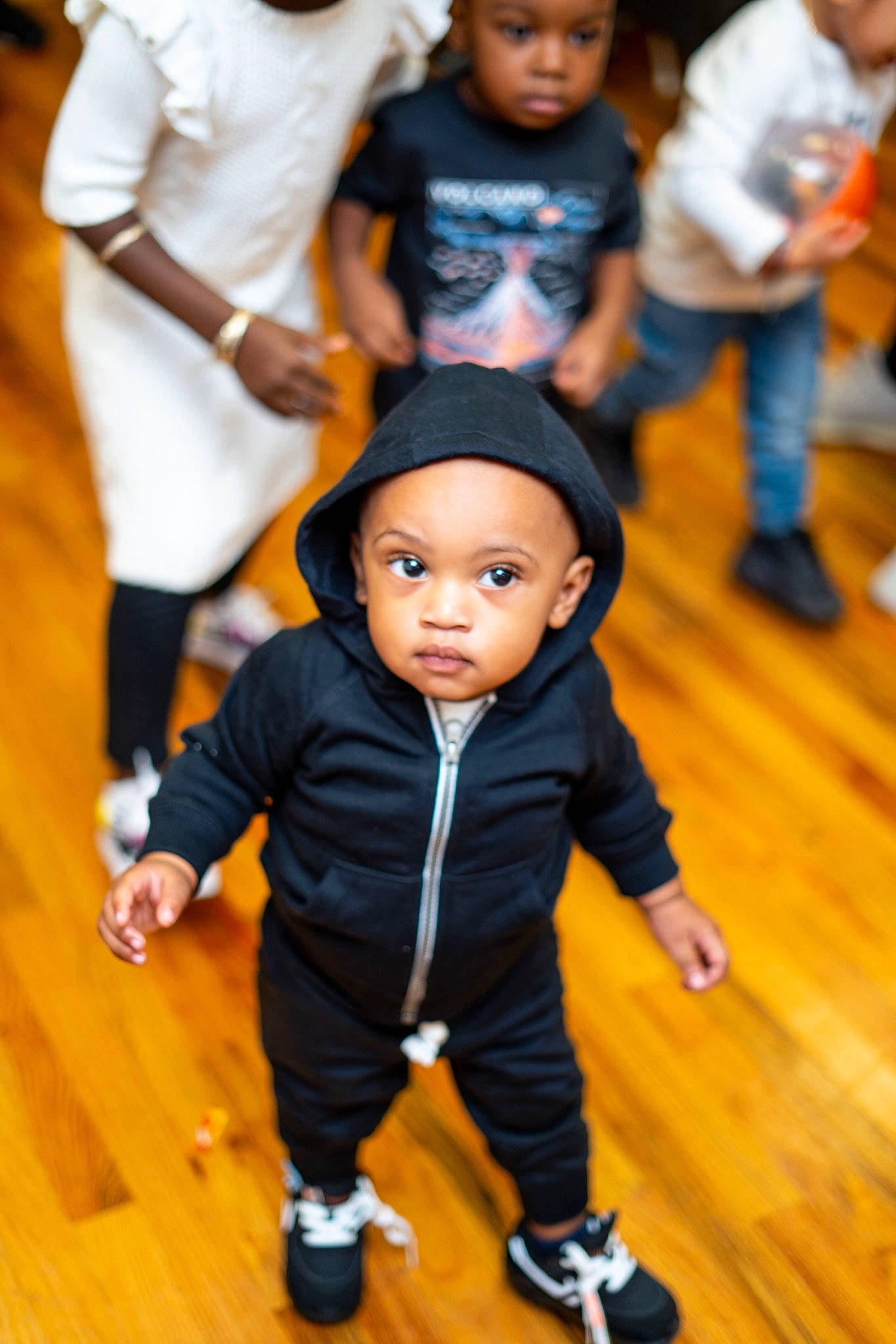 Aston joined the competition — help win amazing prizes! baby, child, face, footwear, fun, happy, head, people, person, play, skin, toddler, yellow