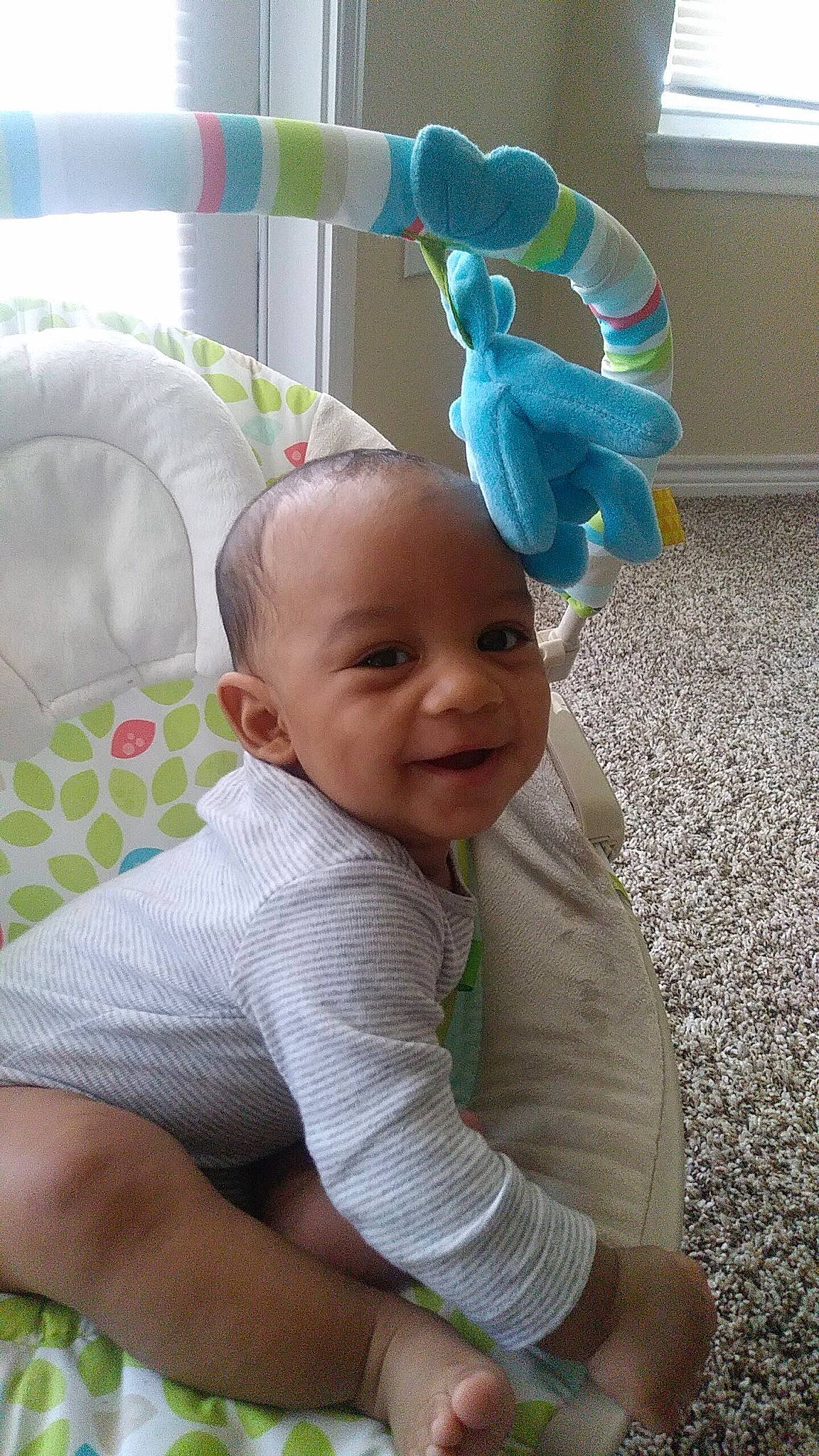 Ezrah joined the competition — help win amazing prizes! baby, baby_products, baby_toddler_clothing, child, ear, person, product, skin, smile, toddler