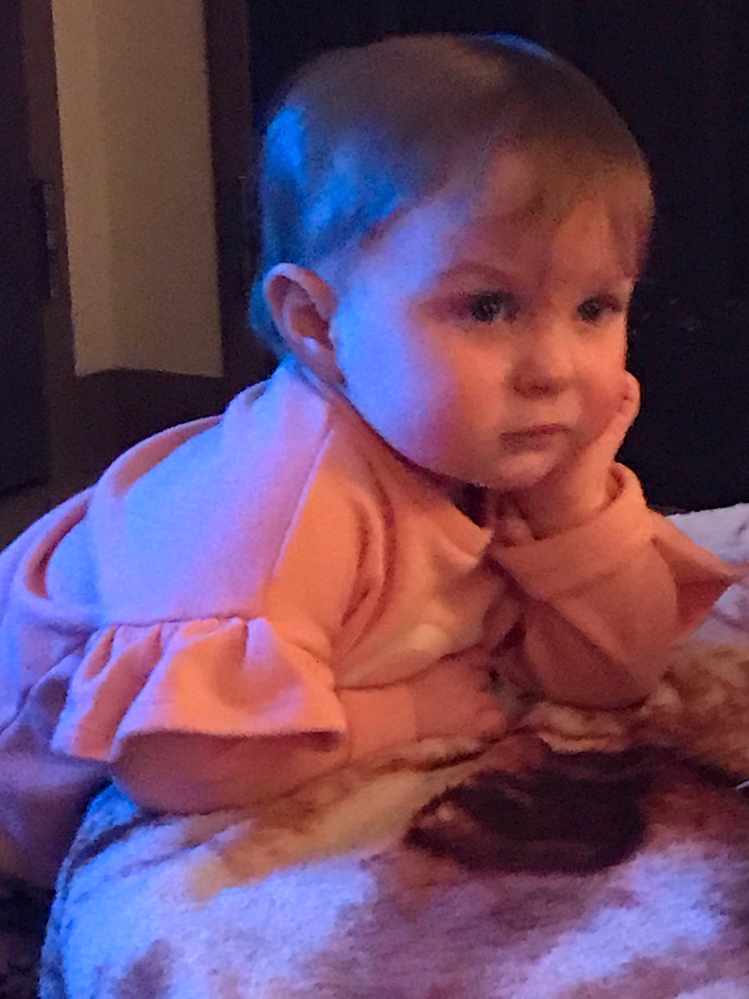 Sadie is registered to the contest to win money with this photo: baby, baby_toddler_clothing, cheek, peach, person, toddler